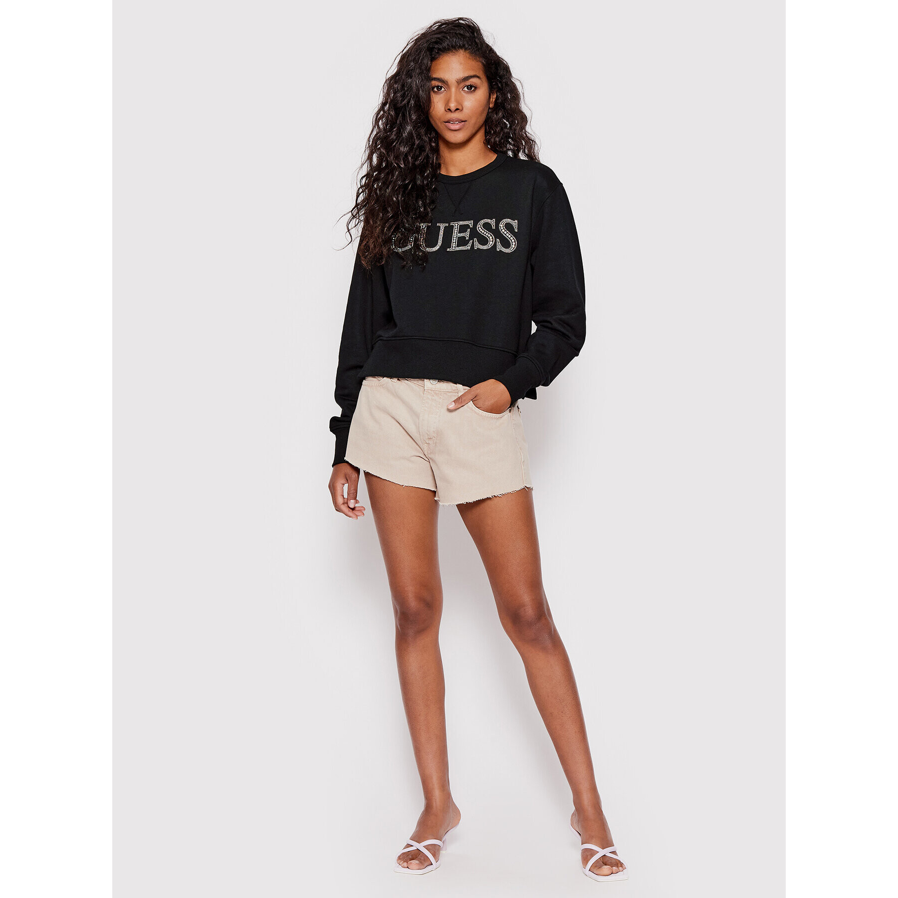 Guess Суитшърт W2YQ09 K8801 Черен Regular Fit - Pepit.bg