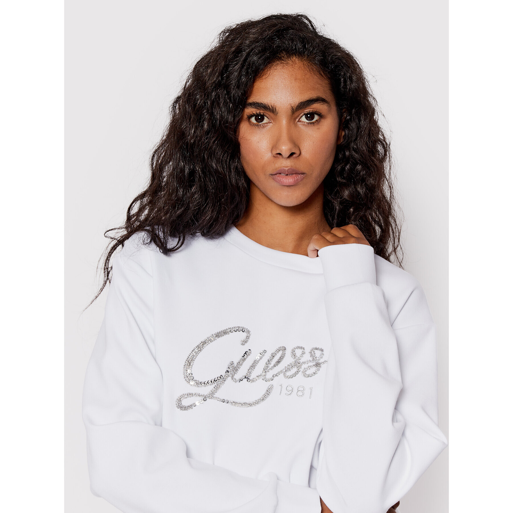 Guess Суитшърт W2YQ13 KB932 Бял Regular Fit - Pepit.bg