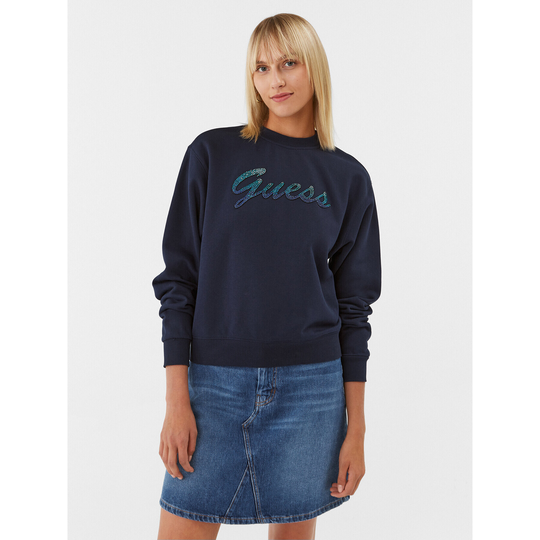 Guess Суитшърт W3BQ12 KBKM0 Тъмносин Regular Fit - Pepit.bg