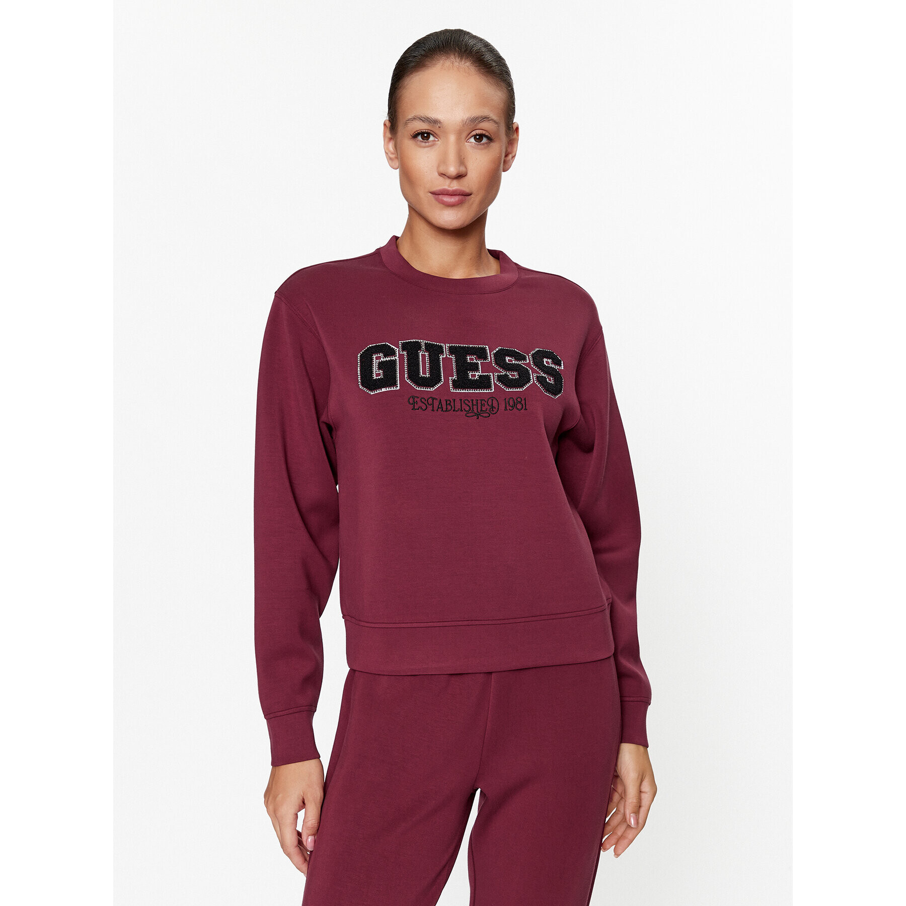 Guess Суитшърт W3BQ17 KBYE2 Бордо Regular Fit - Pepit.bg