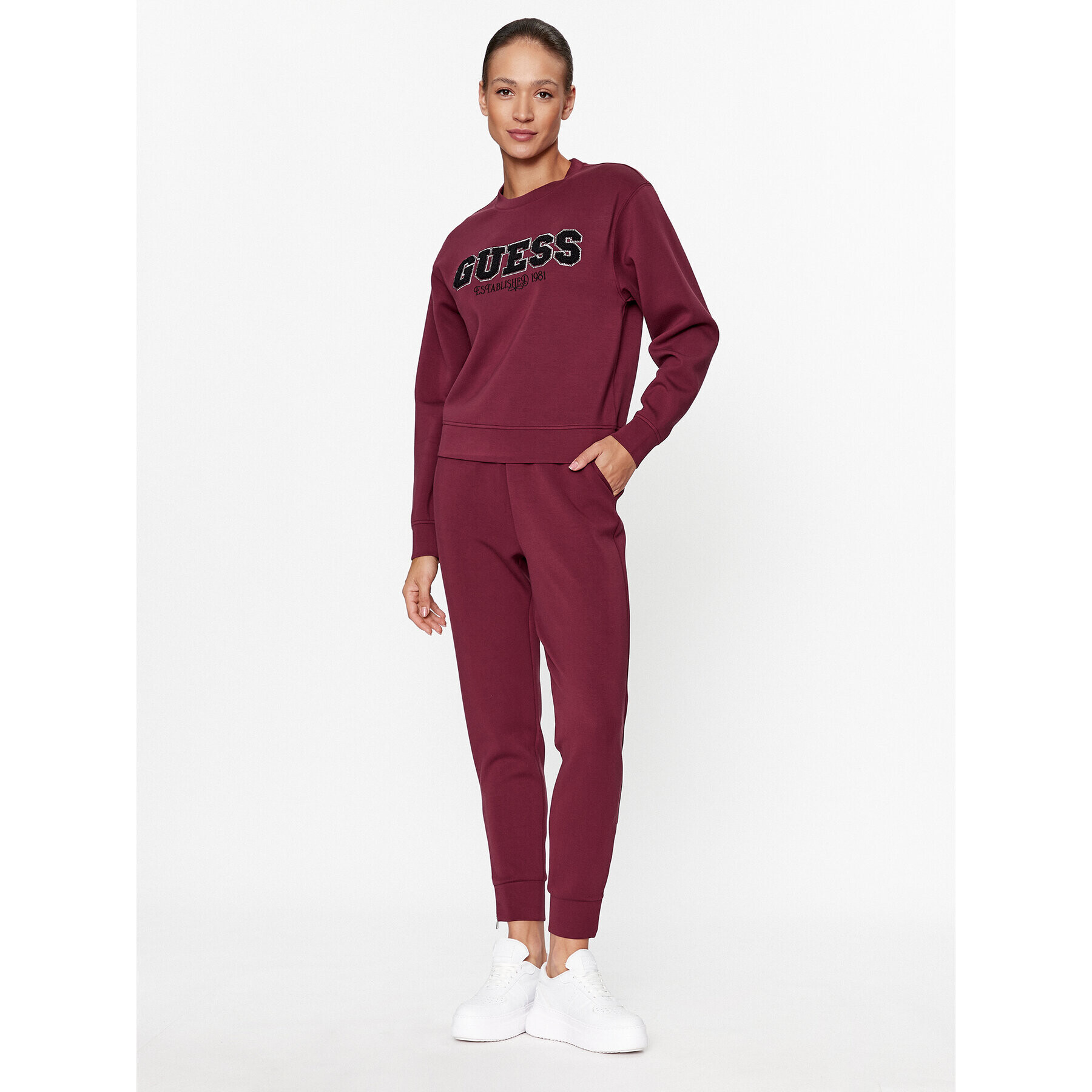 Guess Суитшърт W3BQ17 KBYE2 Бордо Regular Fit - Pepit.bg