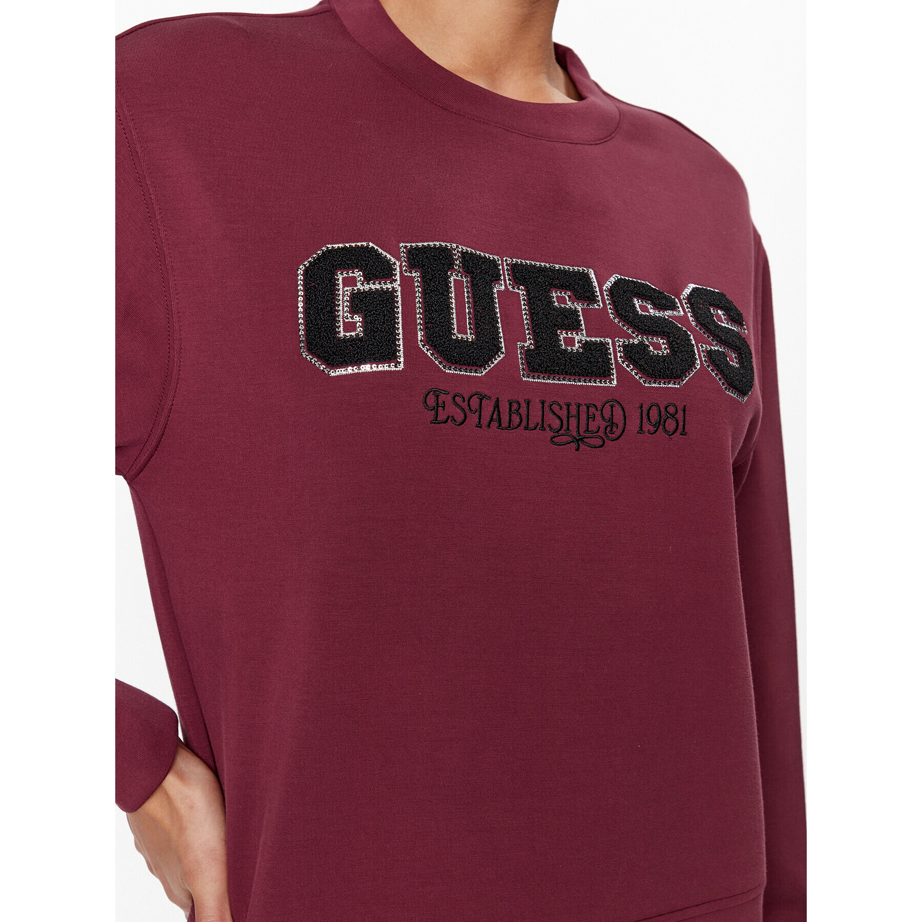 Guess Суитшърт W3BQ17 KBYE2 Бордо Regular Fit - Pepit.bg