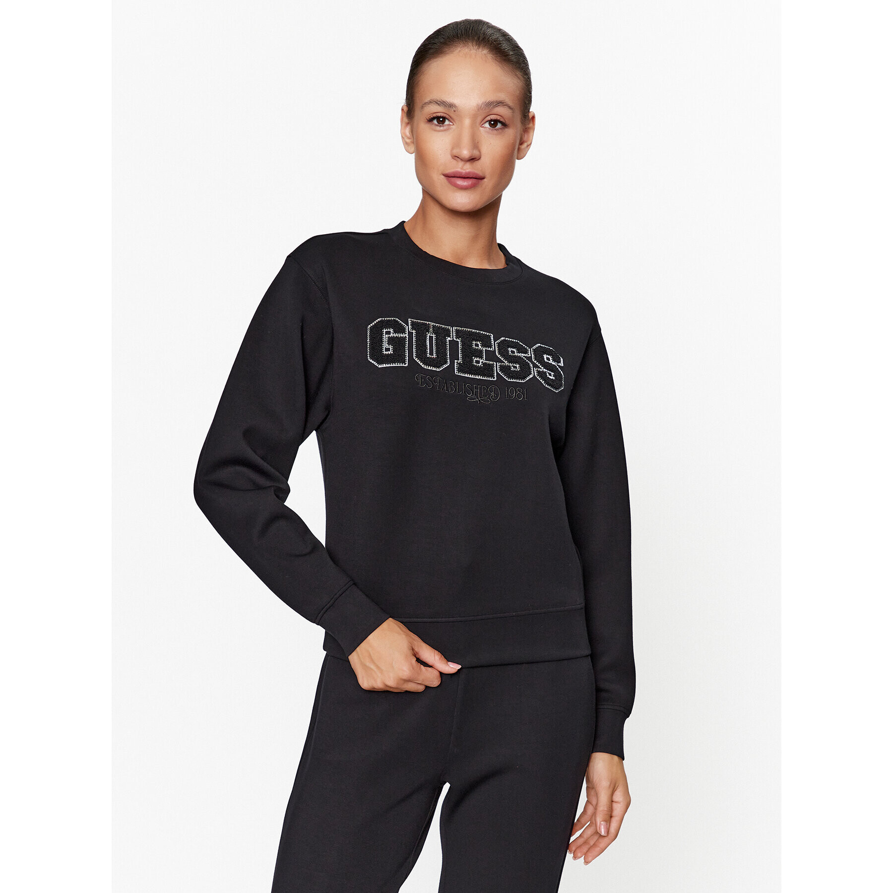 Guess Суитшърт W3BQ17 KBYE2 Черен Regular Fit - Pepit.bg