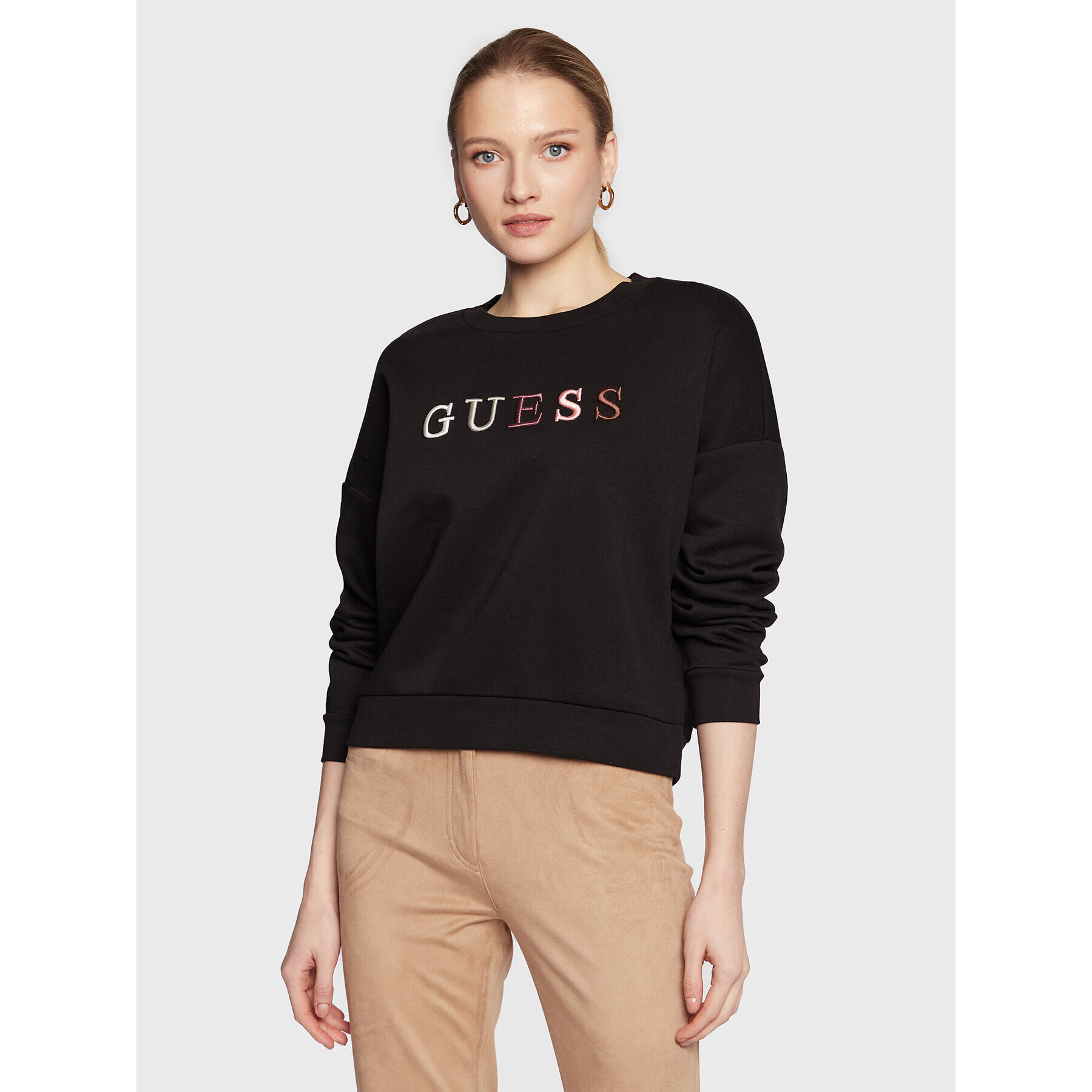 Guess Суитшърт W3RQ05 K9Z22 Черен Regular Fit - Pepit.bg