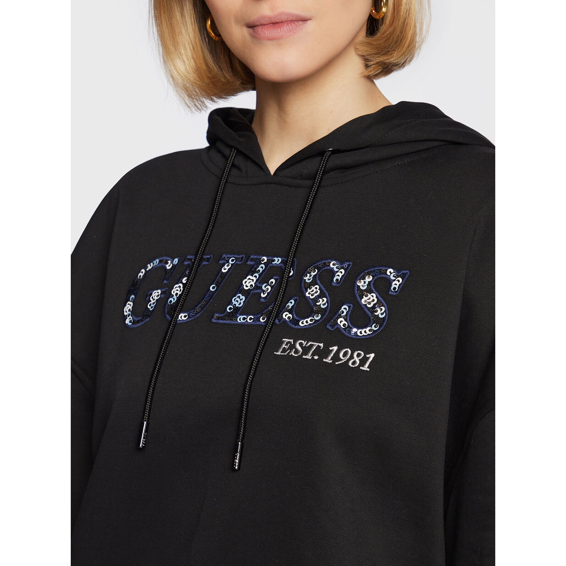 Guess Суитшърт W3RQ09 KBKM0 Черен Regular Fit - Pepit.bg