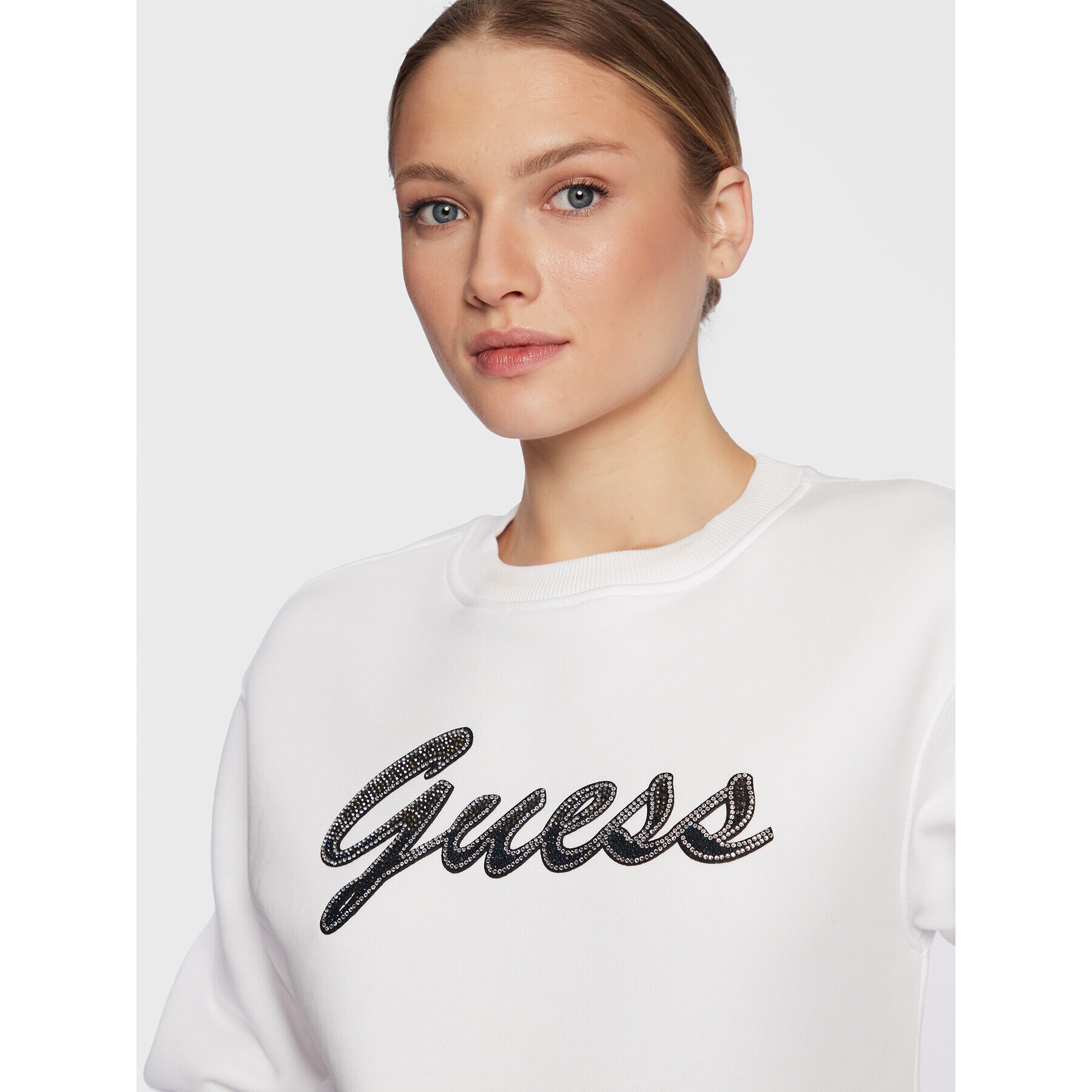 Guess Суитшърт W3RQ10 K9Z21 Бял Regular Fit - Pepit.bg