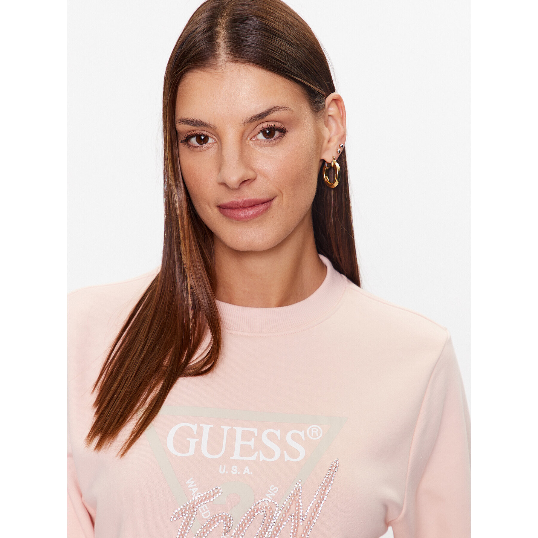 Guess Суитшърт W3YQ01 KB683 Розов Regular Fit - Pepit.bg