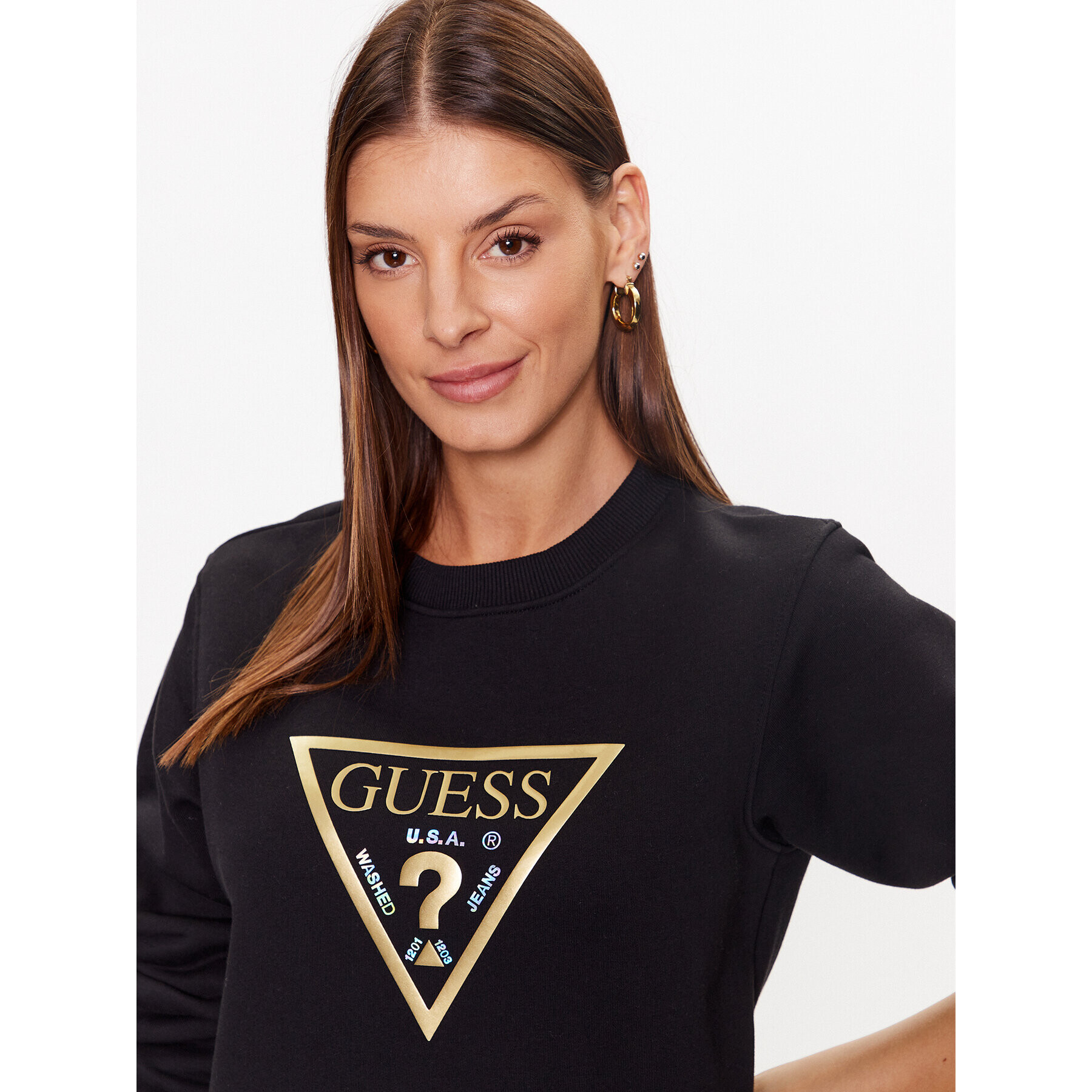 Guess Суитшърт W3YQ12 K9Z21 Черен Regular Fit - Pepit.bg