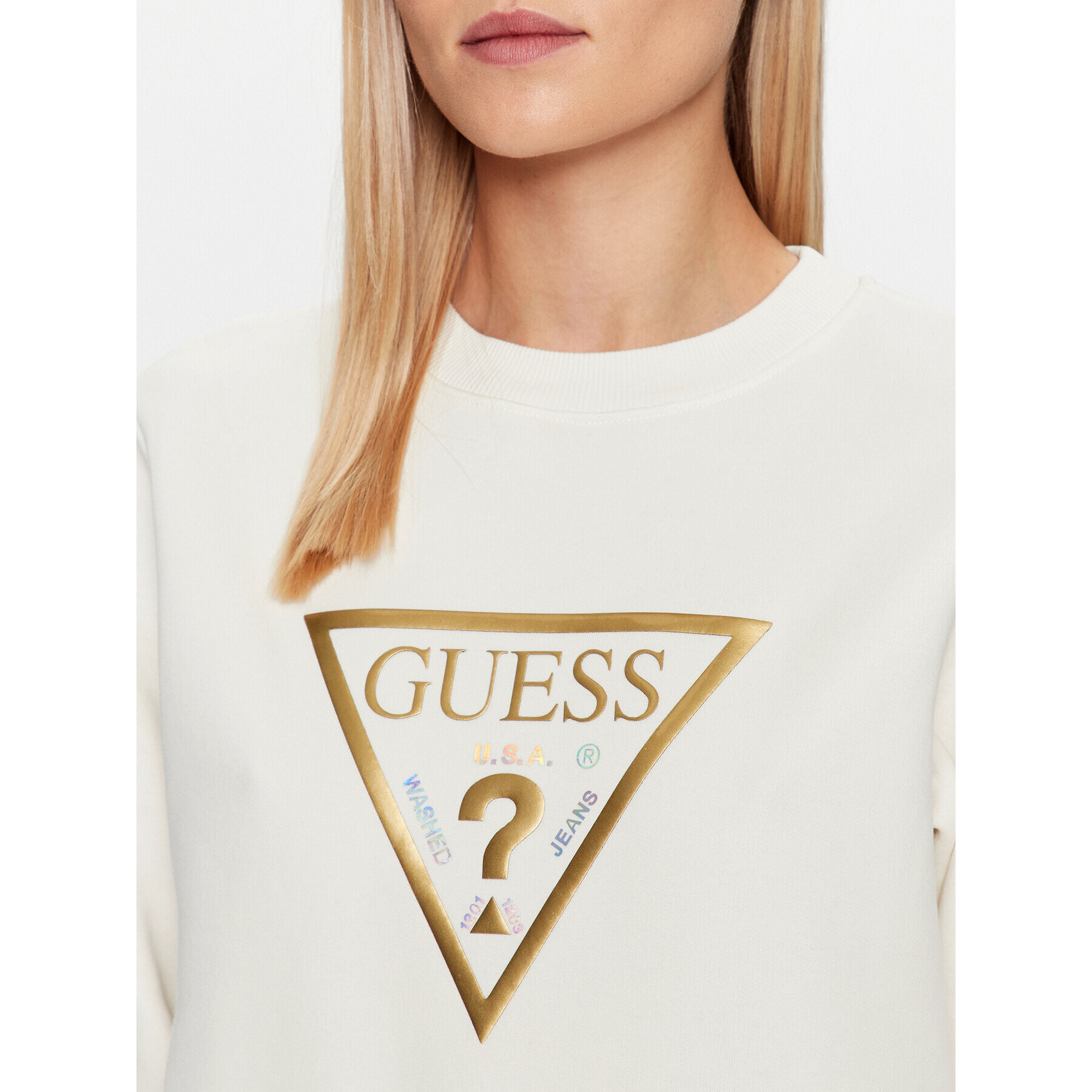 Guess Суитшърт W3YQ12 K9Z21 Екрю Regular Fit - Pepit.bg