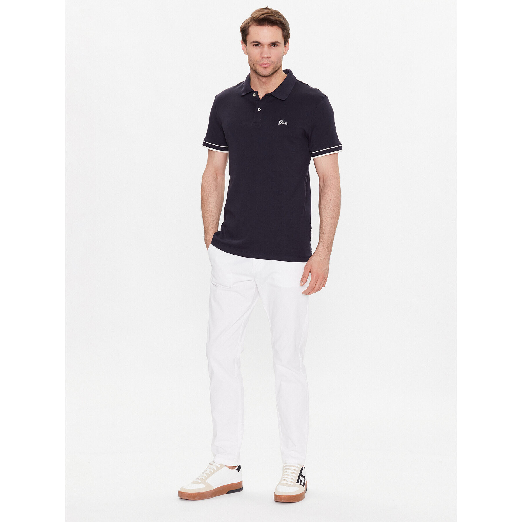 Guess Текстилни панталони Myron M3GB26 WFBW3 Бял Slim Fit - Pepit.bg