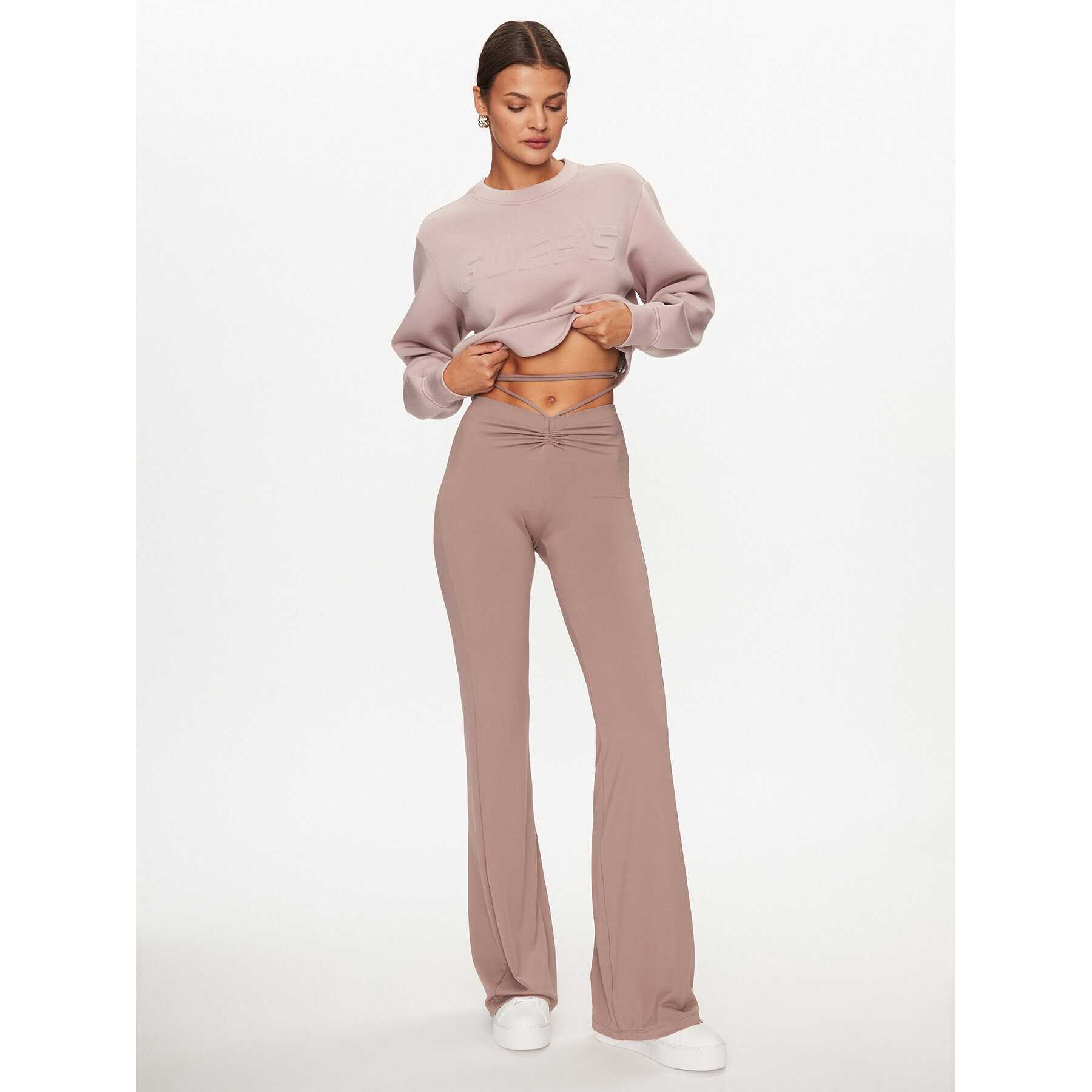 Guess Текстилни панталони V3BB01 MC04Z Розов Slim Fit - Pepit.bg