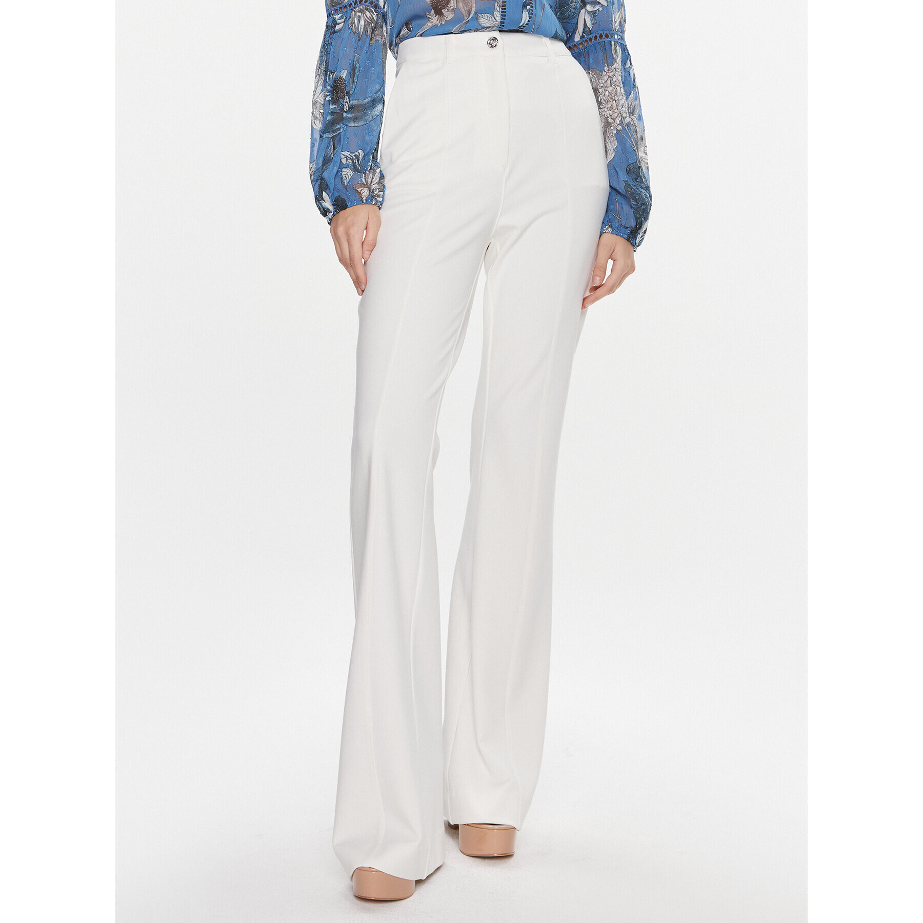 Guess Текстилни панталони W4RB28 KBJP2 Екрю Boot Fit - Pepit.bg
