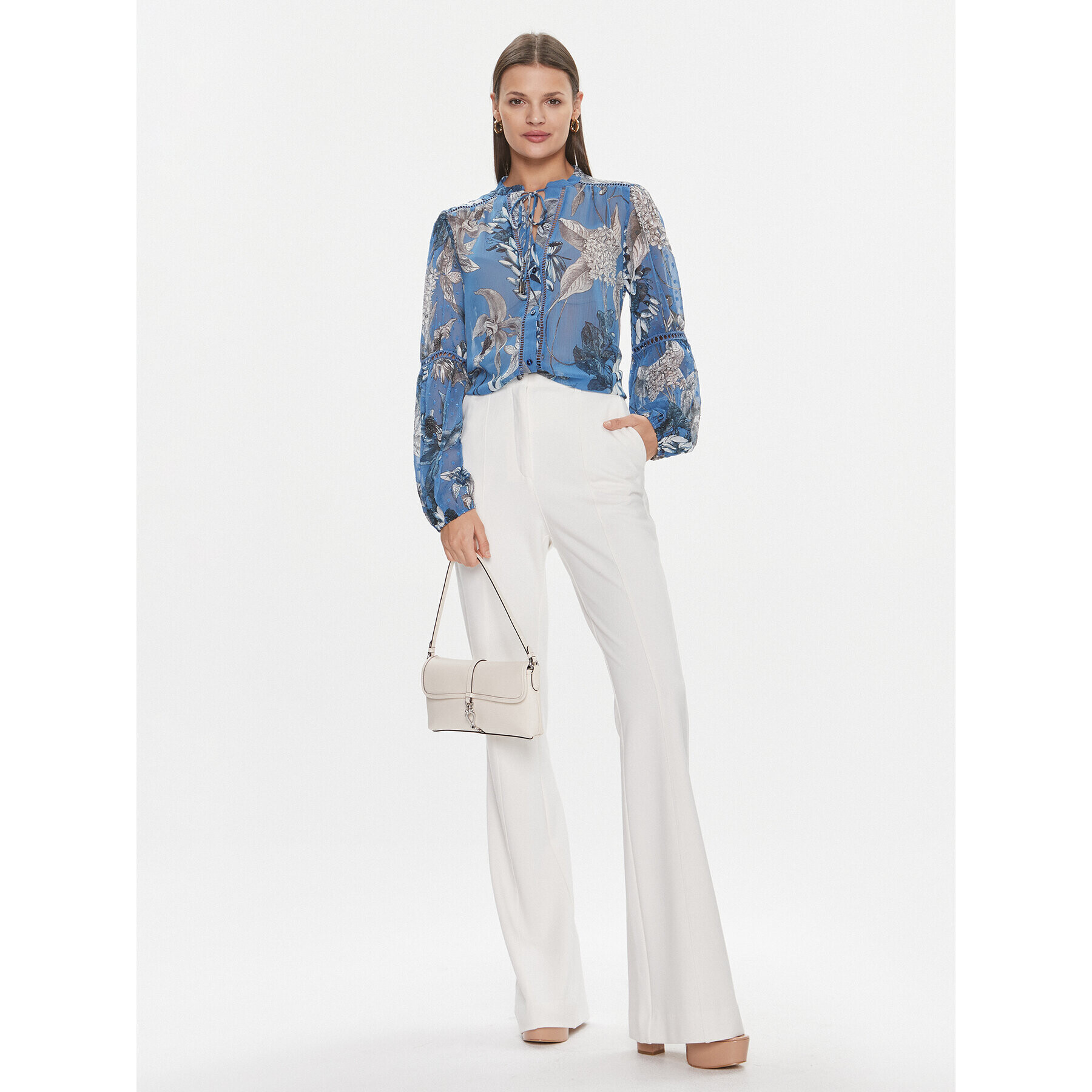 Guess Текстилни панталони W4RB28 KBJP2 Екрю Boot Fit - Pepit.bg