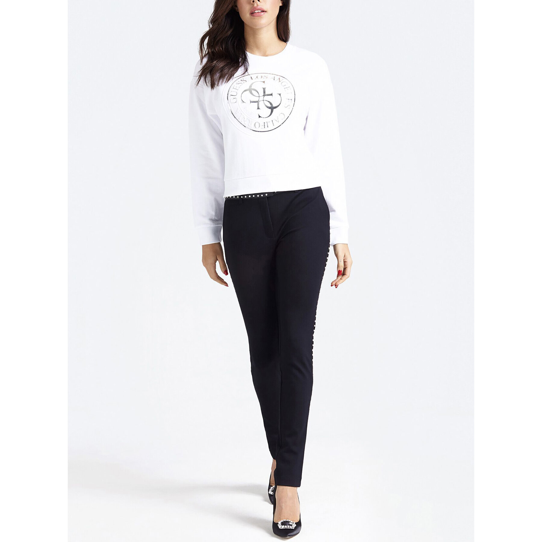 Guess Текстилни панталони W93B48 K8RN0 Черен Regular Fit - Pepit.bg