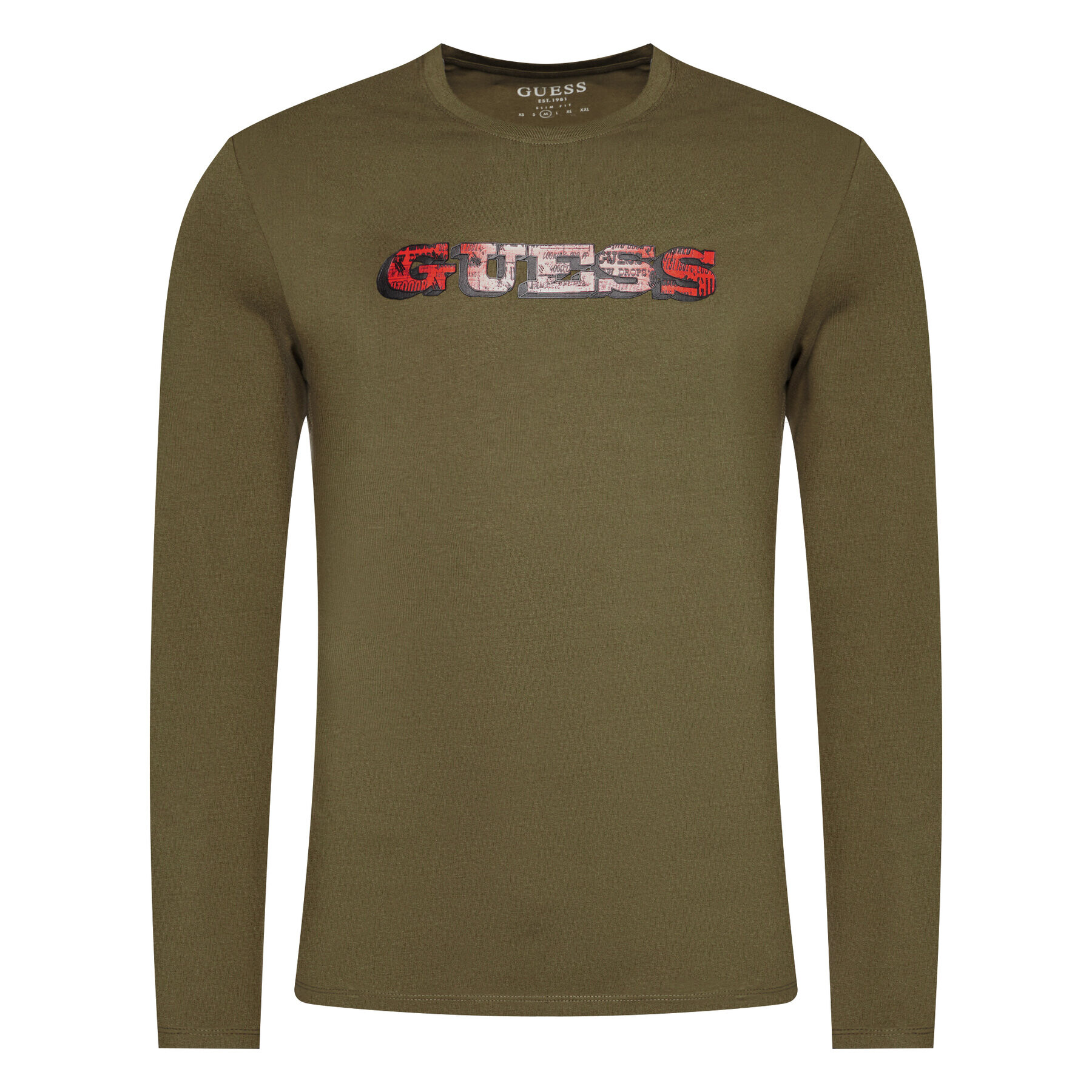 Guess Тениска с дълъг ръкав M1RI0A J1300 Зелен Slim Fit - Pepit.bg