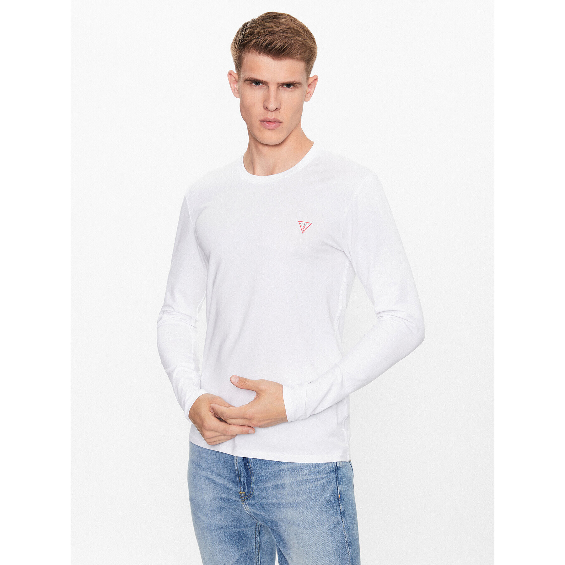 Guess Тениска с дълъг ръкав M2YI28 J1314 Бял Slim Fit - Pepit.bg