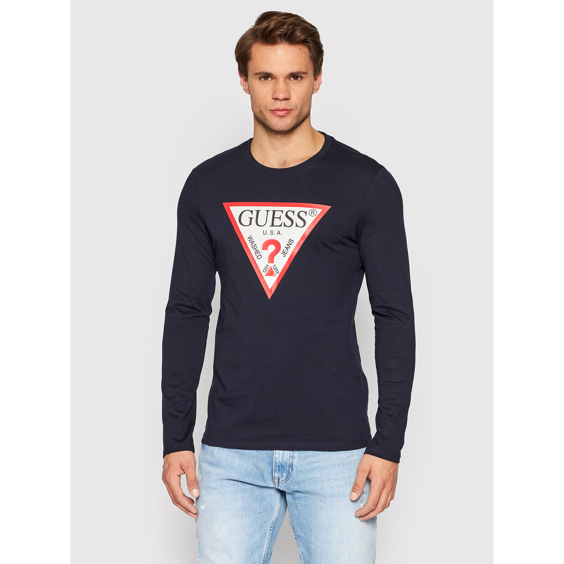 Guess Тениска с дълъг ръкав M2YI31 I3Z11 Тъмносин Slim Fit - Pepit.bg