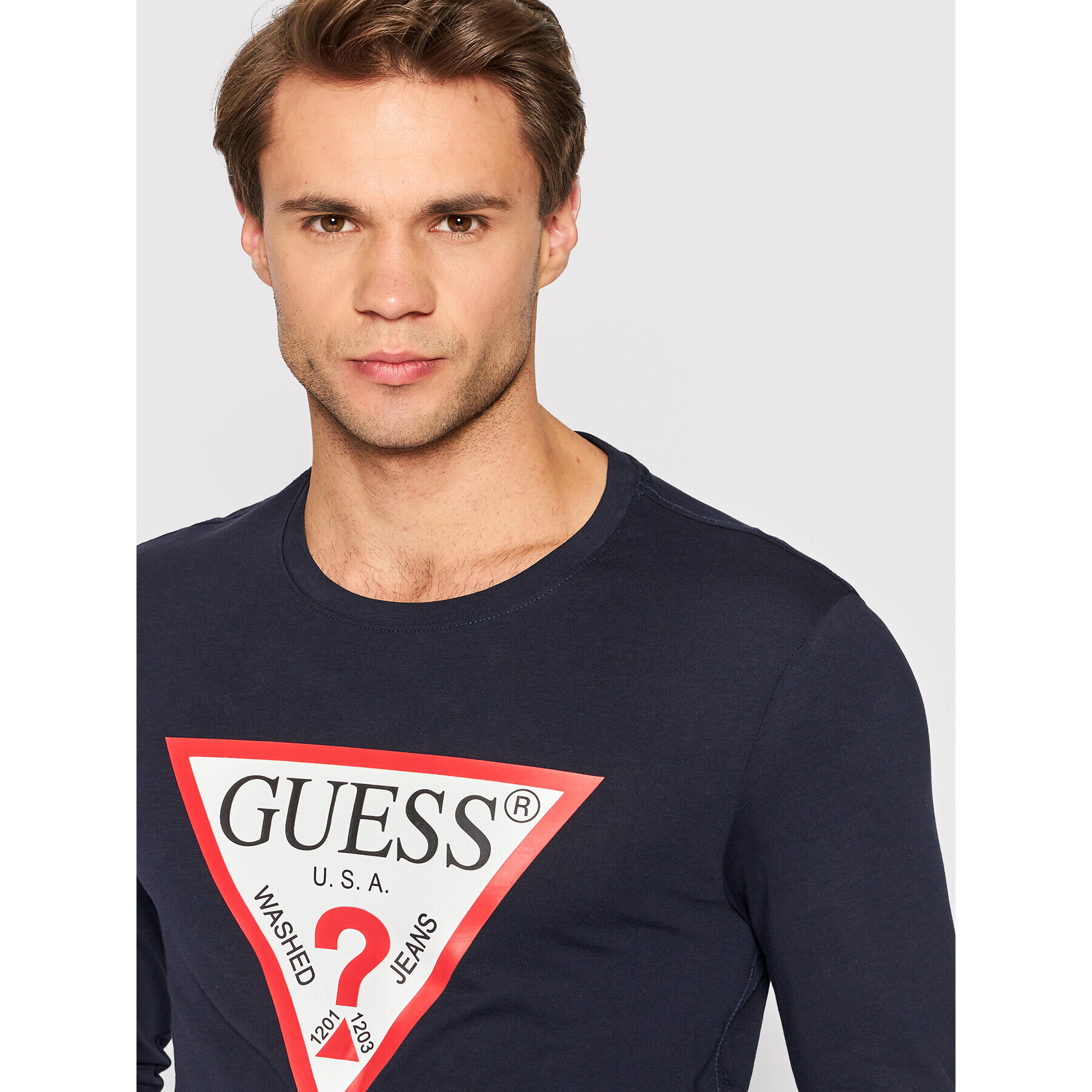 Guess Тениска с дълъг ръкав M2YI31 I3Z11 Тъмносин Slim Fit - Pepit.bg