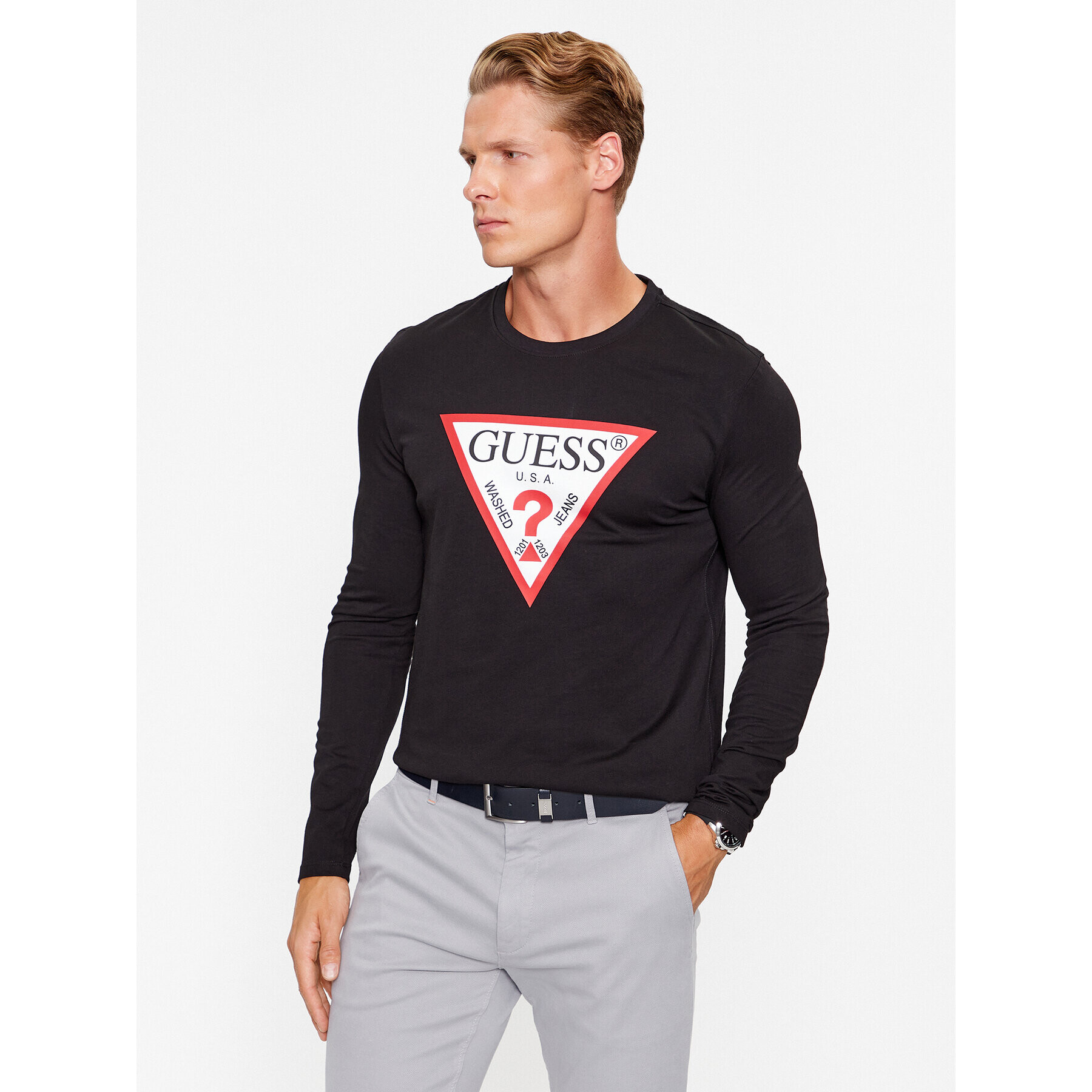 Guess Тениска с дълъг ръкав M2YI31 I3Z14 Черен Regular Fit - Pepit.bg