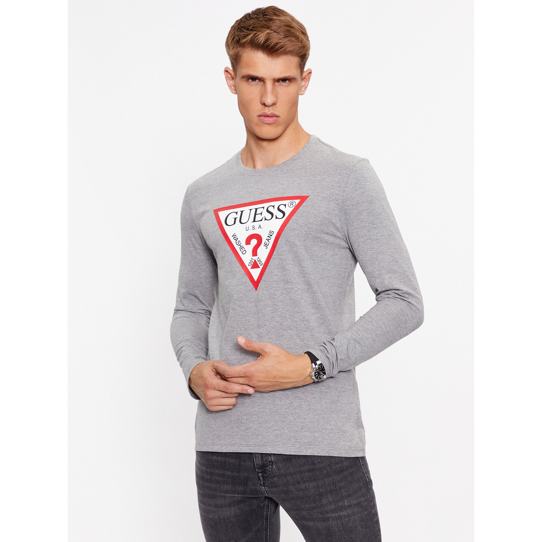 Guess Тениска с дълъг ръкав M2YI31 I3Z14 Сив Regular Fit - Pepit.bg