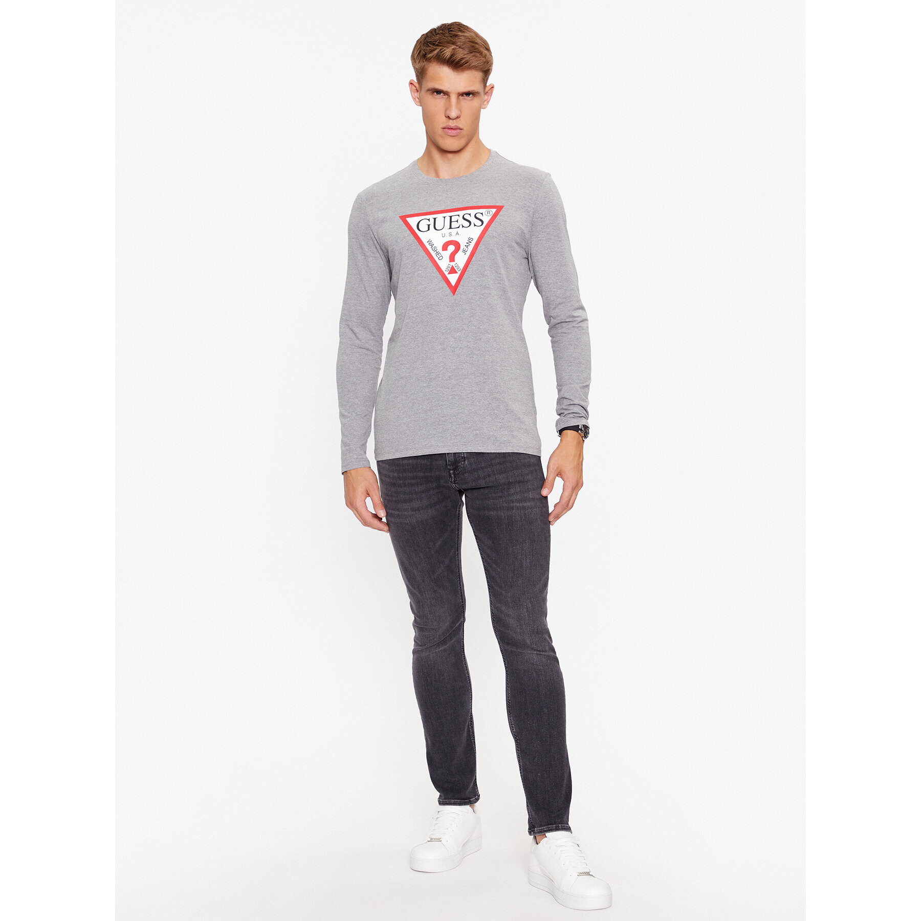 Guess Тениска с дълъг ръкав M2YI31 I3Z14 Сив Regular Fit - Pepit.bg