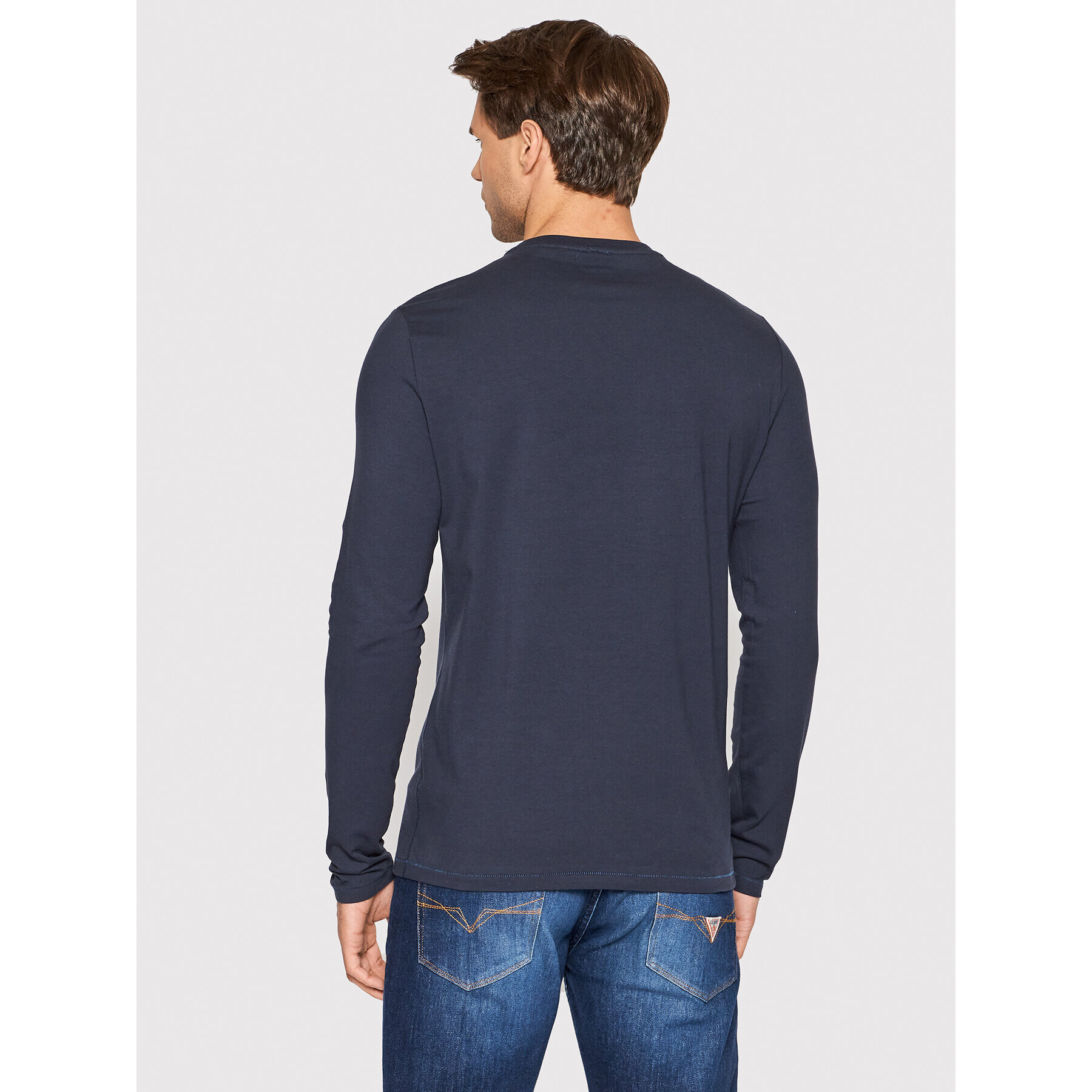 Guess Тениска с дълъг ръкав M2YI43 J1311 Тъмносин Slim Fit - Pepit.bg