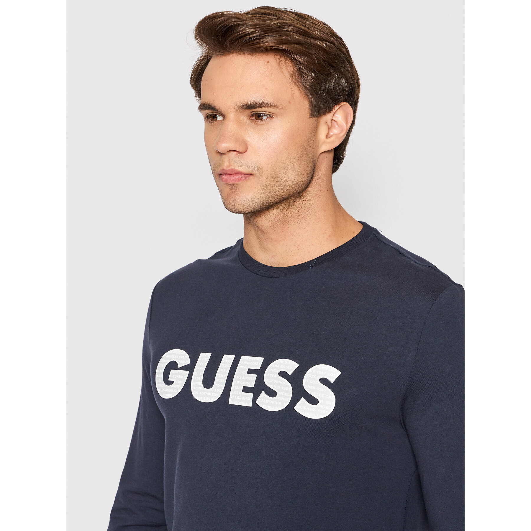 Guess Тениска с дълъг ръкав M2YI43 J1311 Тъмносин Slim Fit - Pepit.bg