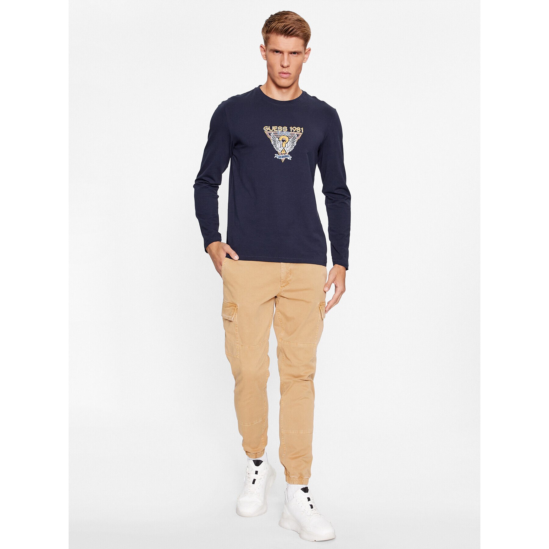 Guess Тениска с дълъг ръкав M3BI33 J1314 Син Slim Fit - Pepit.bg