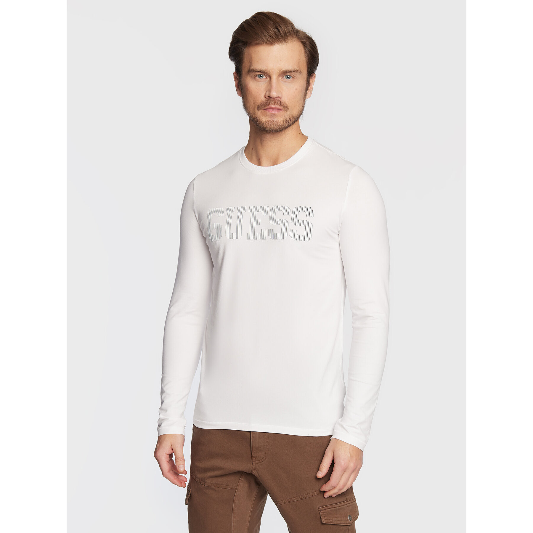 Guess Тениска с дълъг ръкав M3RI06 J1314 Бял Slim Fit - Pepit.bg