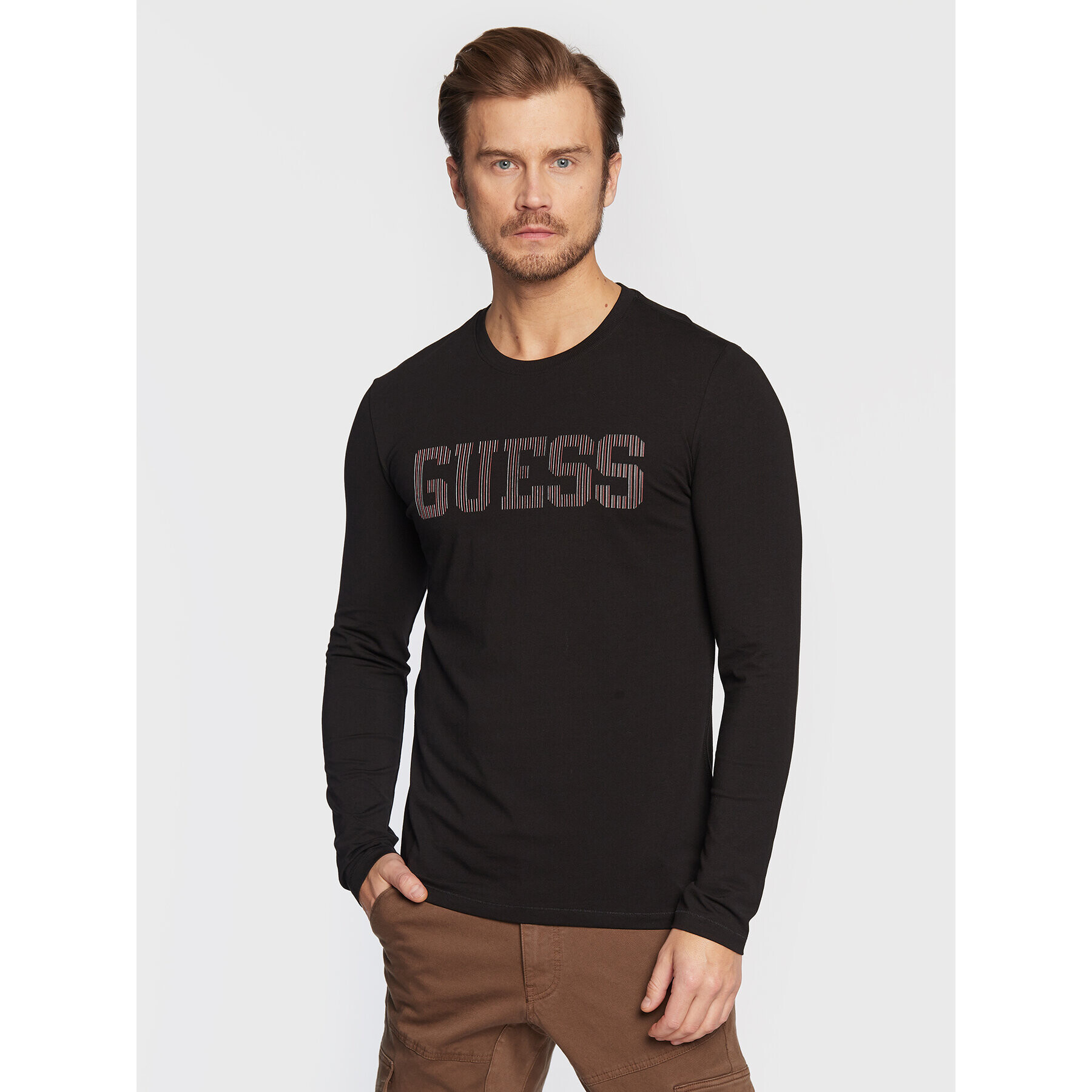 Guess Тениска с дълъг ръкав M3RI06 J1314 Черен Slim Fit - Pepit.bg