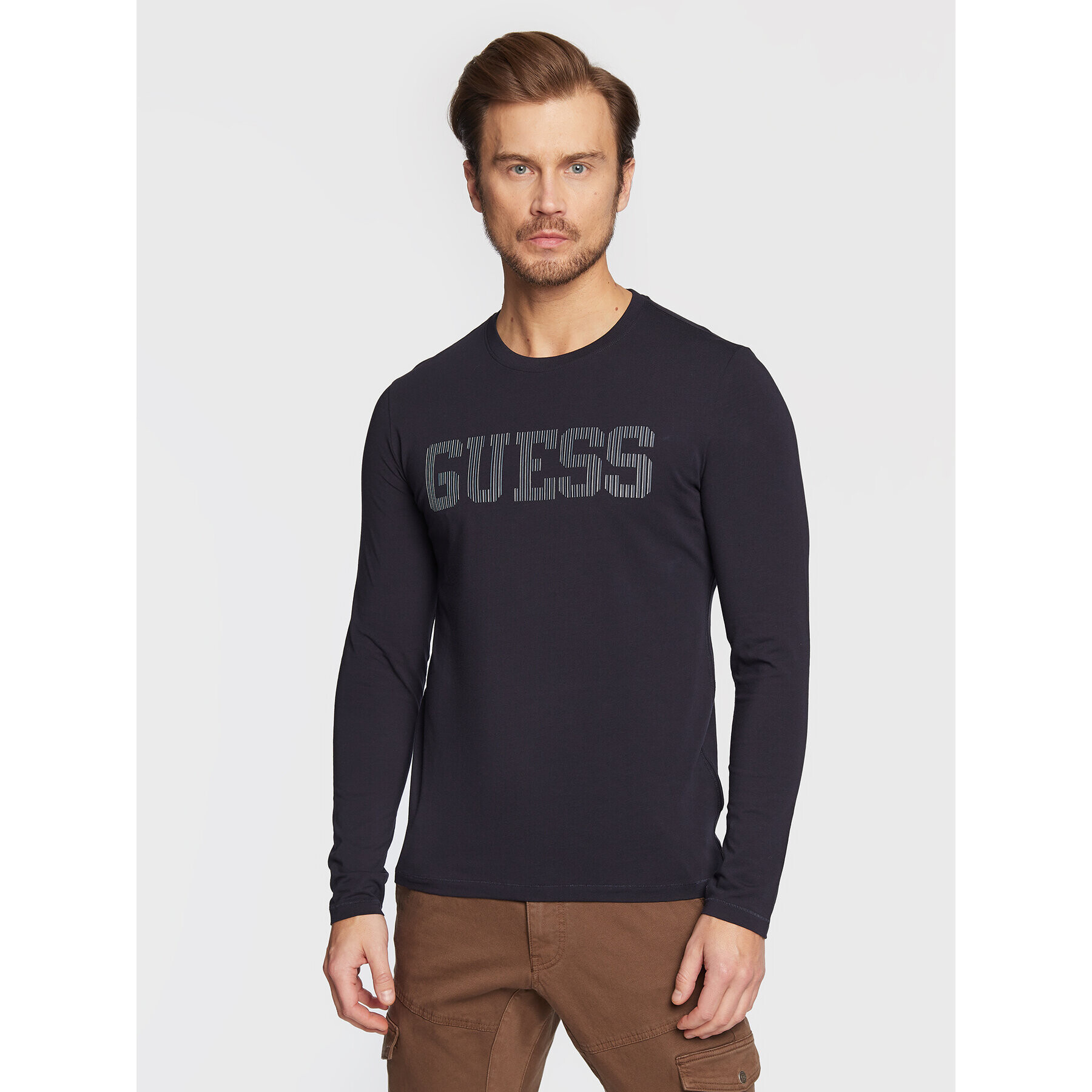 Guess Тениска с дълъг ръкав M3RI06 J1314 Тъмносин Slim Fit - Pepit.bg