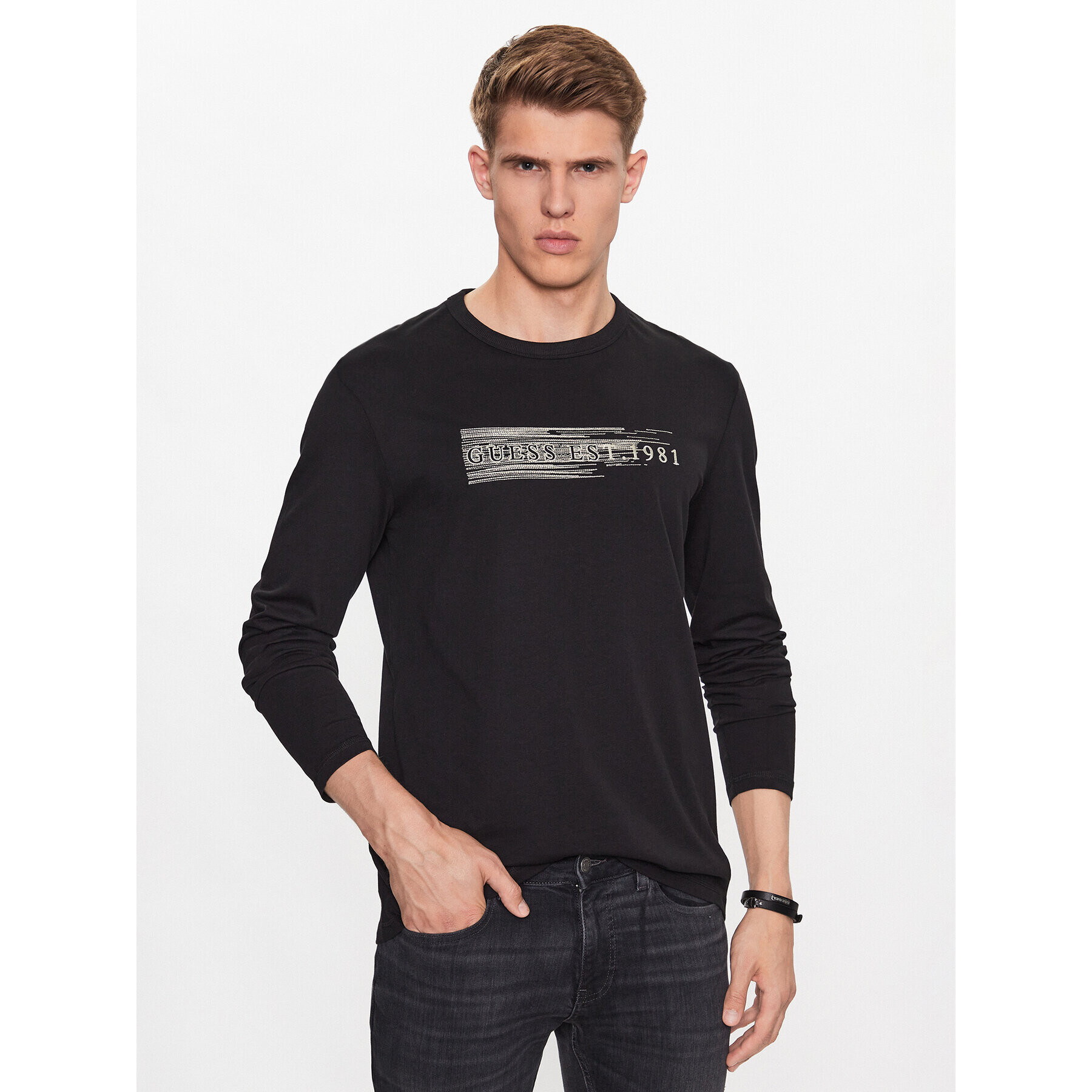 Guess Тениска с дълъг ръкав M3YI15 K8FQ4 Черен Regular Fit - Pepit.bg