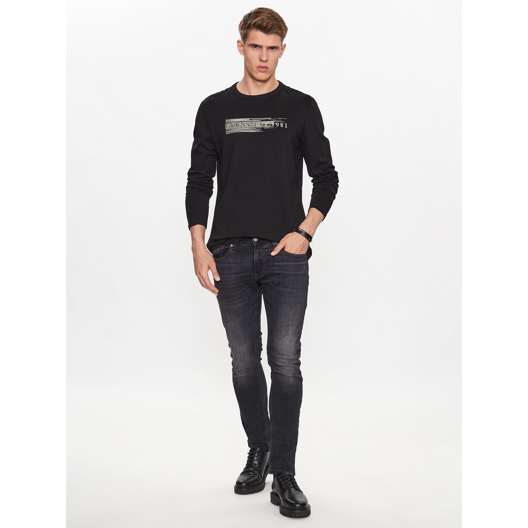 Guess Тениска с дълъг ръкав M3YI15 K8FQ4 Черен Regular Fit - Pepit.bg