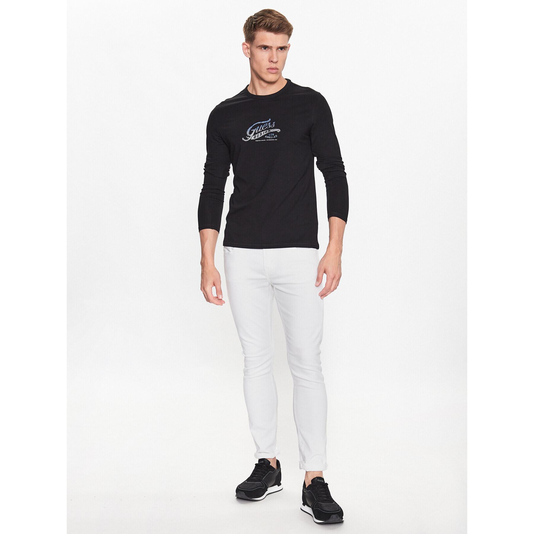 Guess Тениска с дълъг ръкав M3YI29 J1314 Черен Slim Fit - Pepit.bg