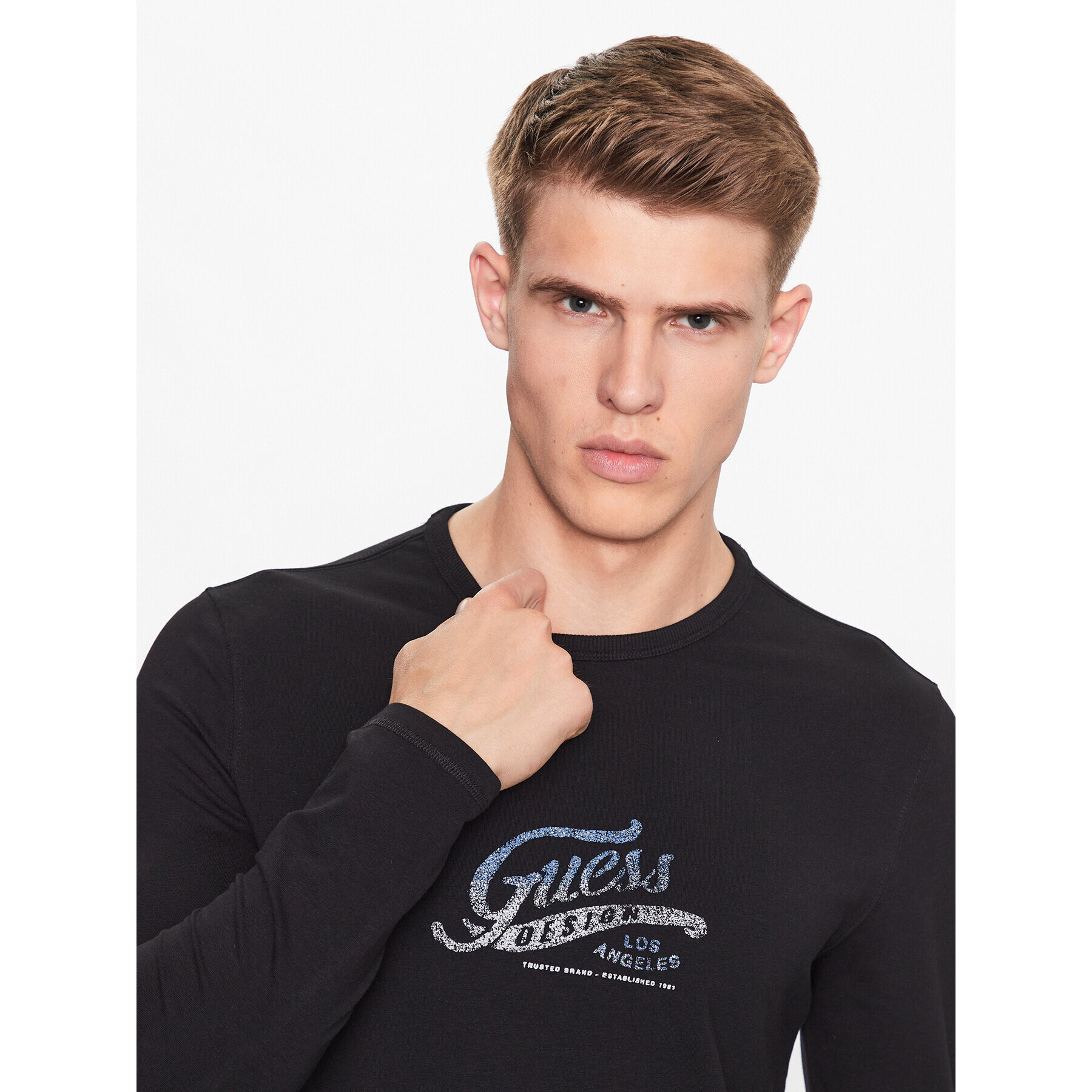 Guess Тениска с дълъг ръкав M3YI29 J1314 Черен Slim Fit - Pepit.bg