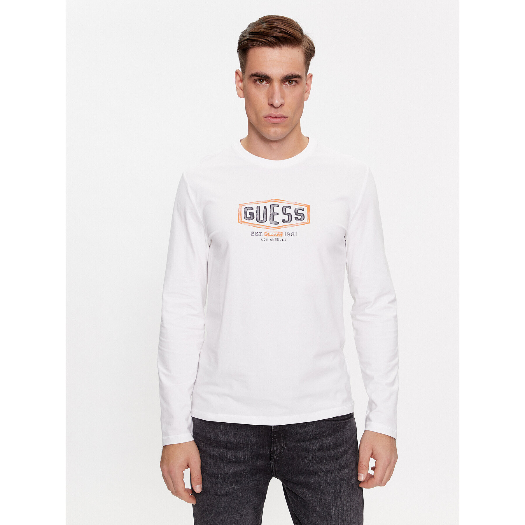 Guess Тениска с дълъг ръкав M4RI34 J1314 Бял Slim Fit - Pepit.bg