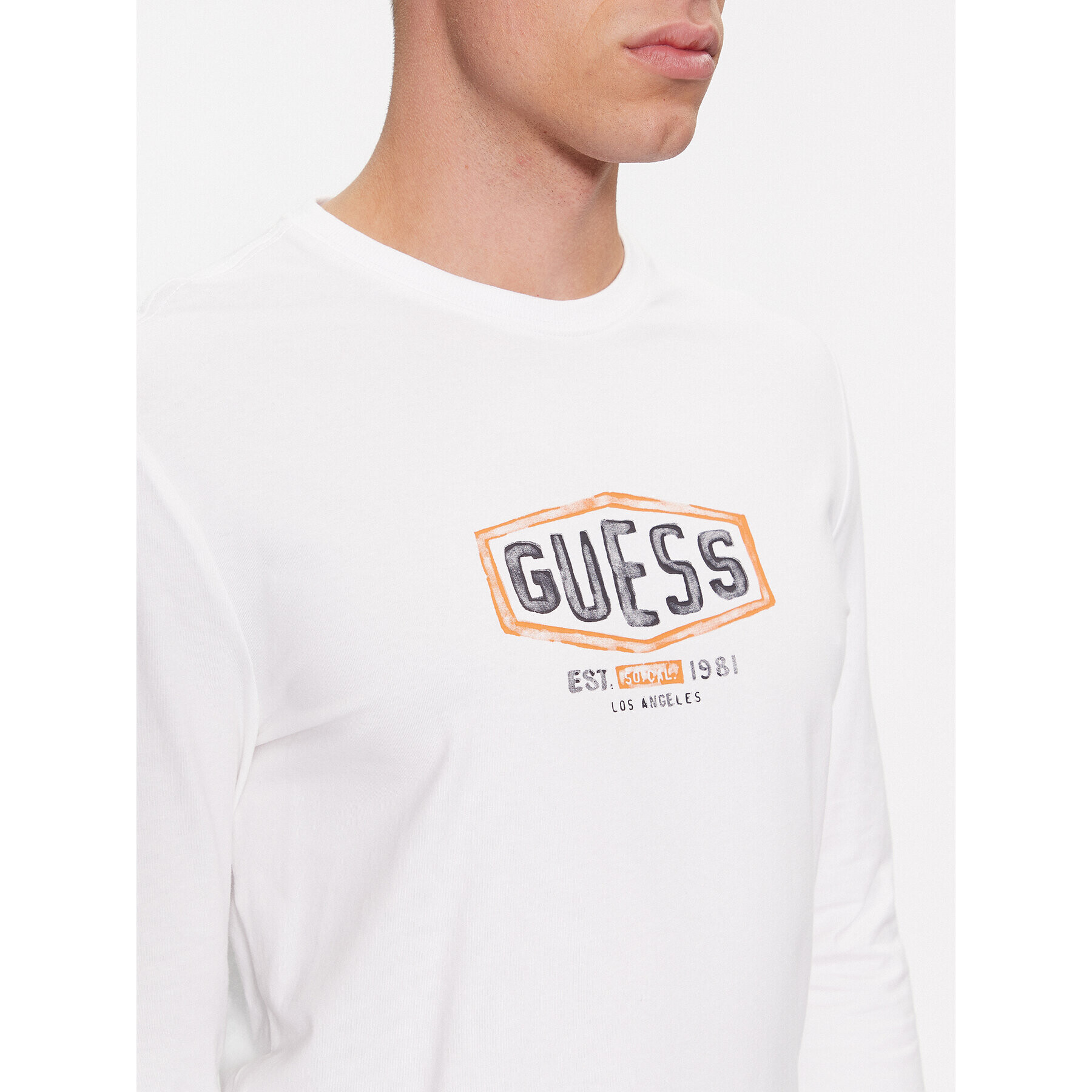 Guess Тениска с дълъг ръкав M4RI34 J1314 Бял Slim Fit - Pepit.bg