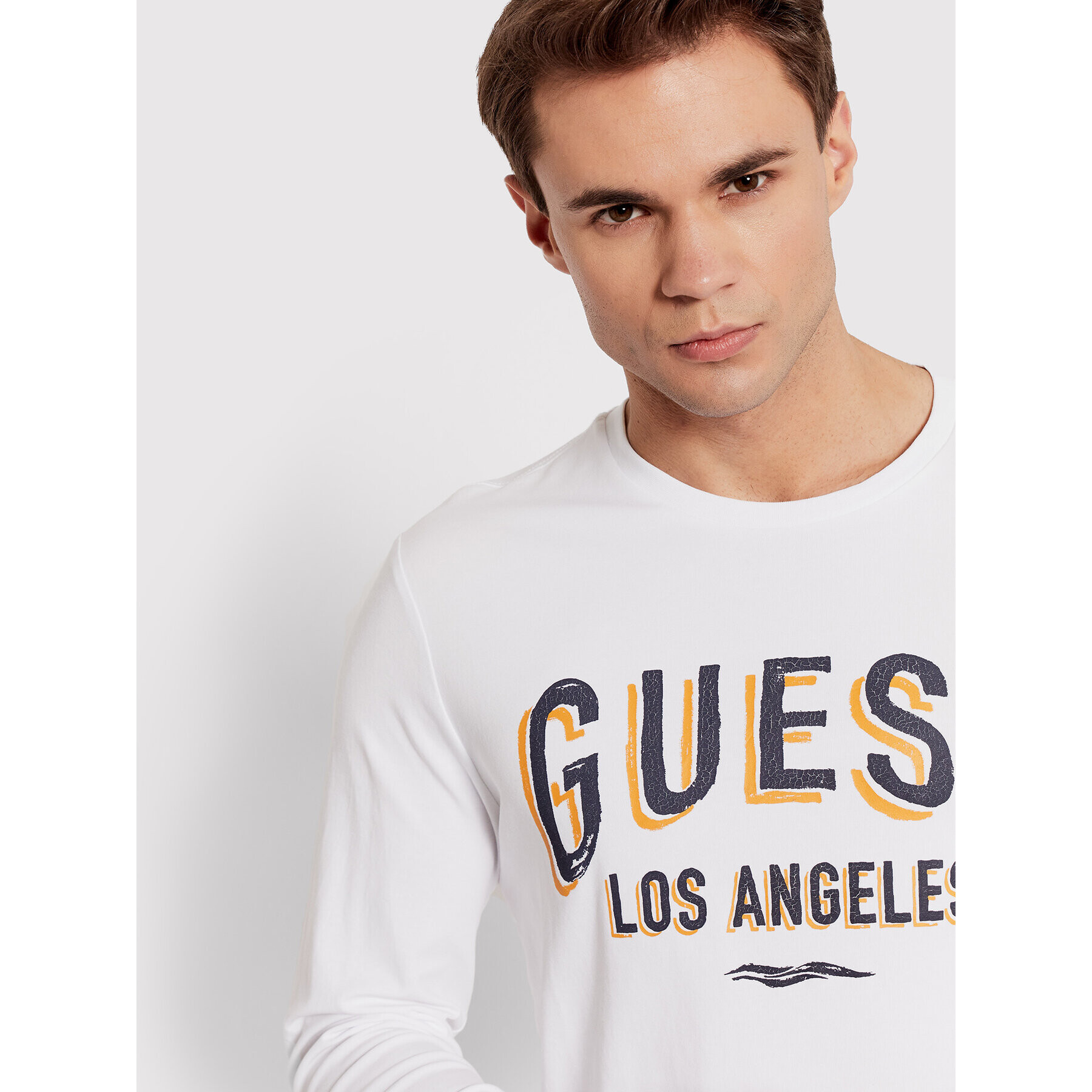 Guess Тениска с дълъг ръкав Singboard M2RI28 J1311 Бял Slim Fit - Pepit.bg