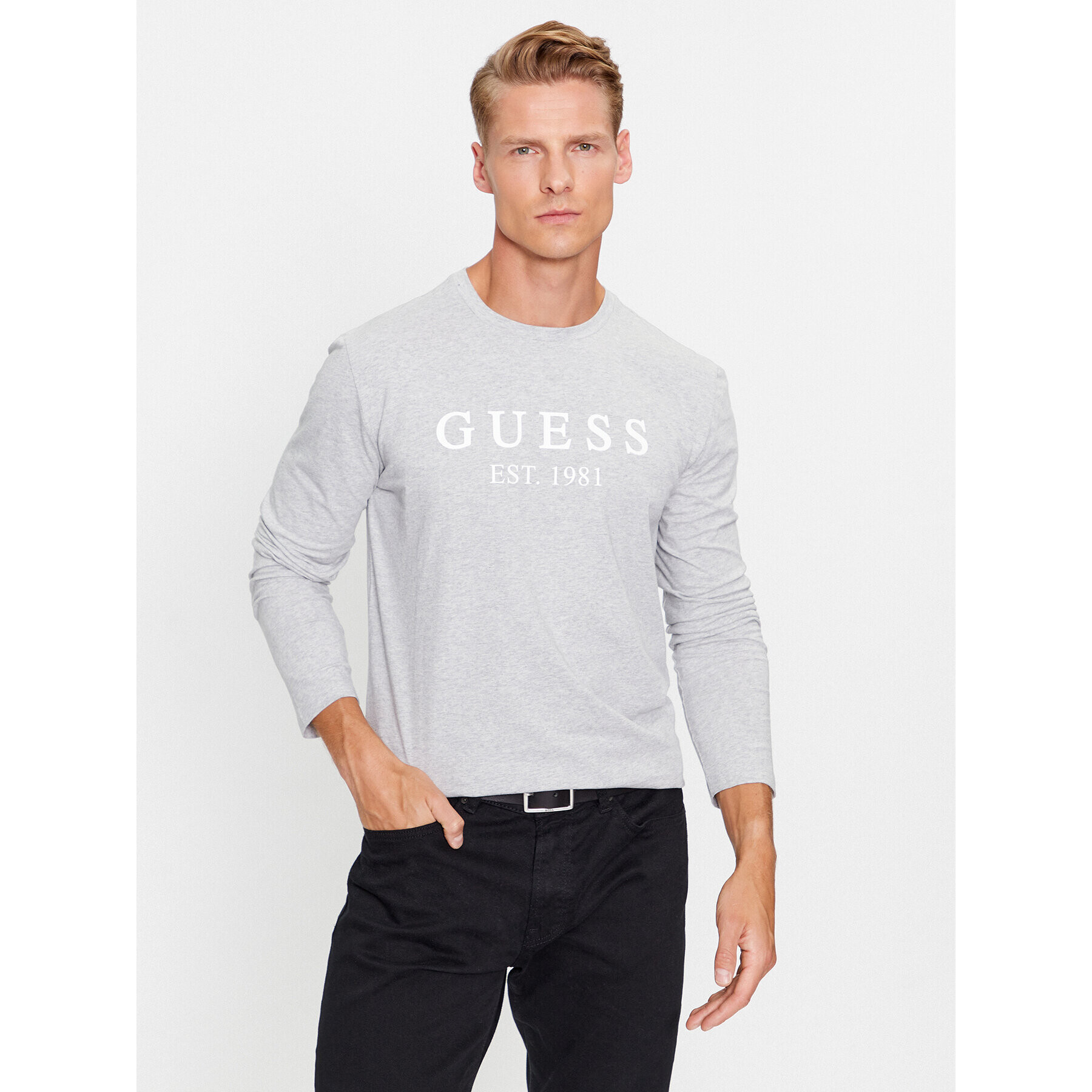 Guess Тениска с дълъг ръкав U3BI11 K6YW0 Сив Regular Fit - Pepit.bg