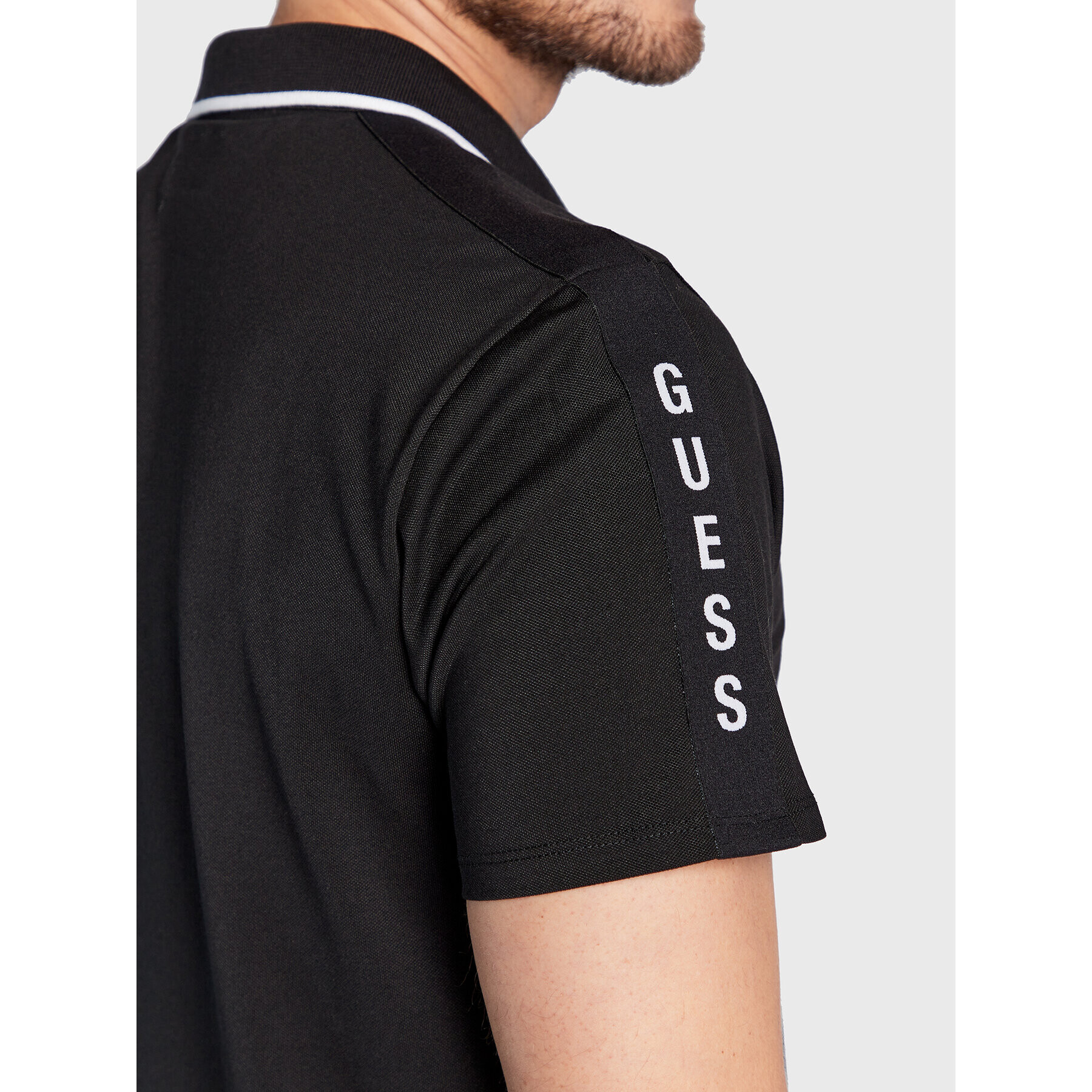 Guess Тениска с яка и копчета M2YP25 KARS0 Черен Slim Fit - Pepit.bg