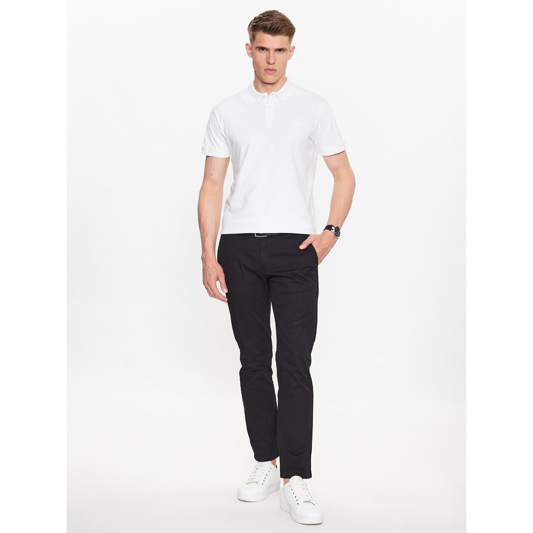 Guess Тениска с яка и копчета M3YP01 K7O64 Бял Slim Fit - Pepit.bg