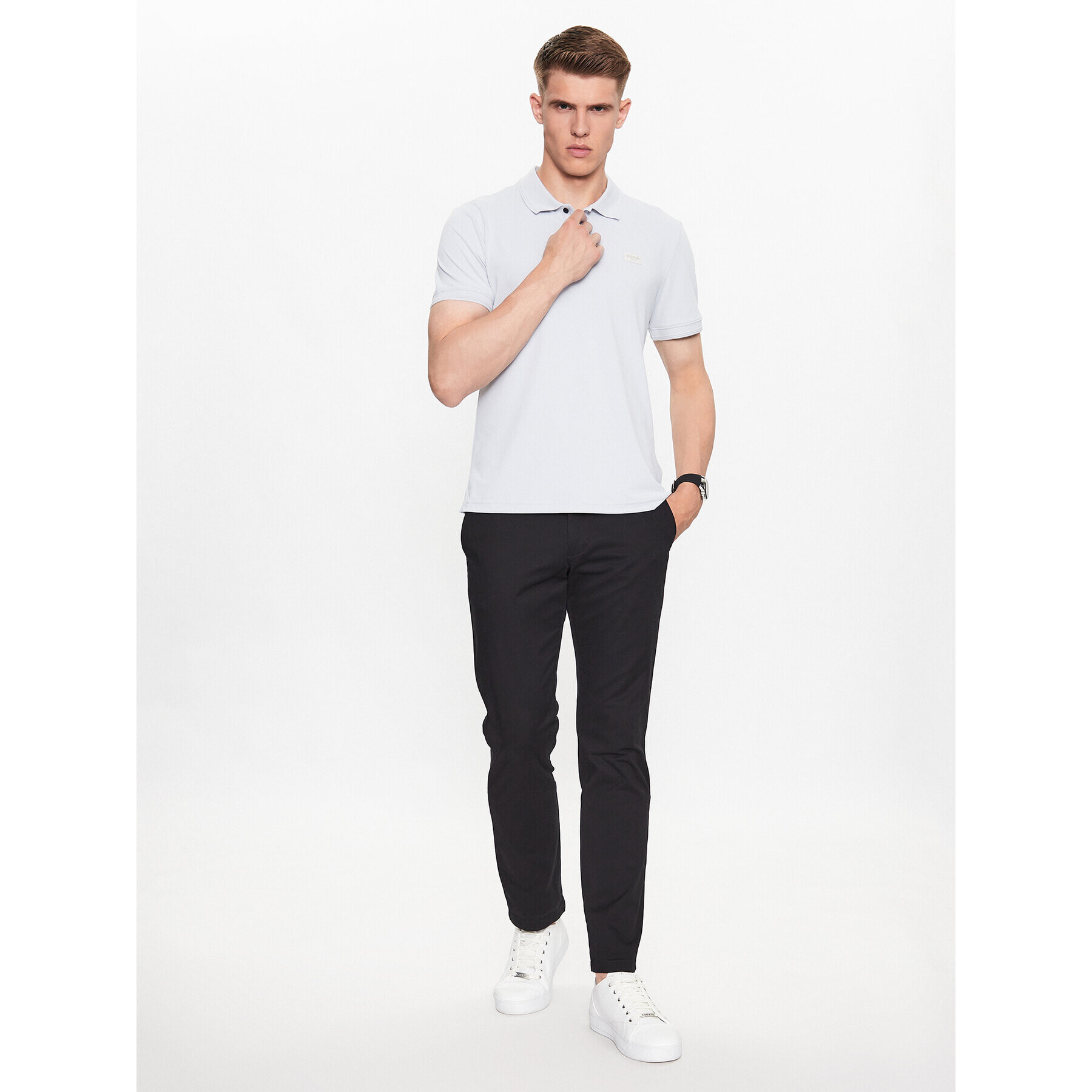 Guess Тениска с яка и копчета M3YP35 KBS60 Сив Slim Fit - Pepit.bg