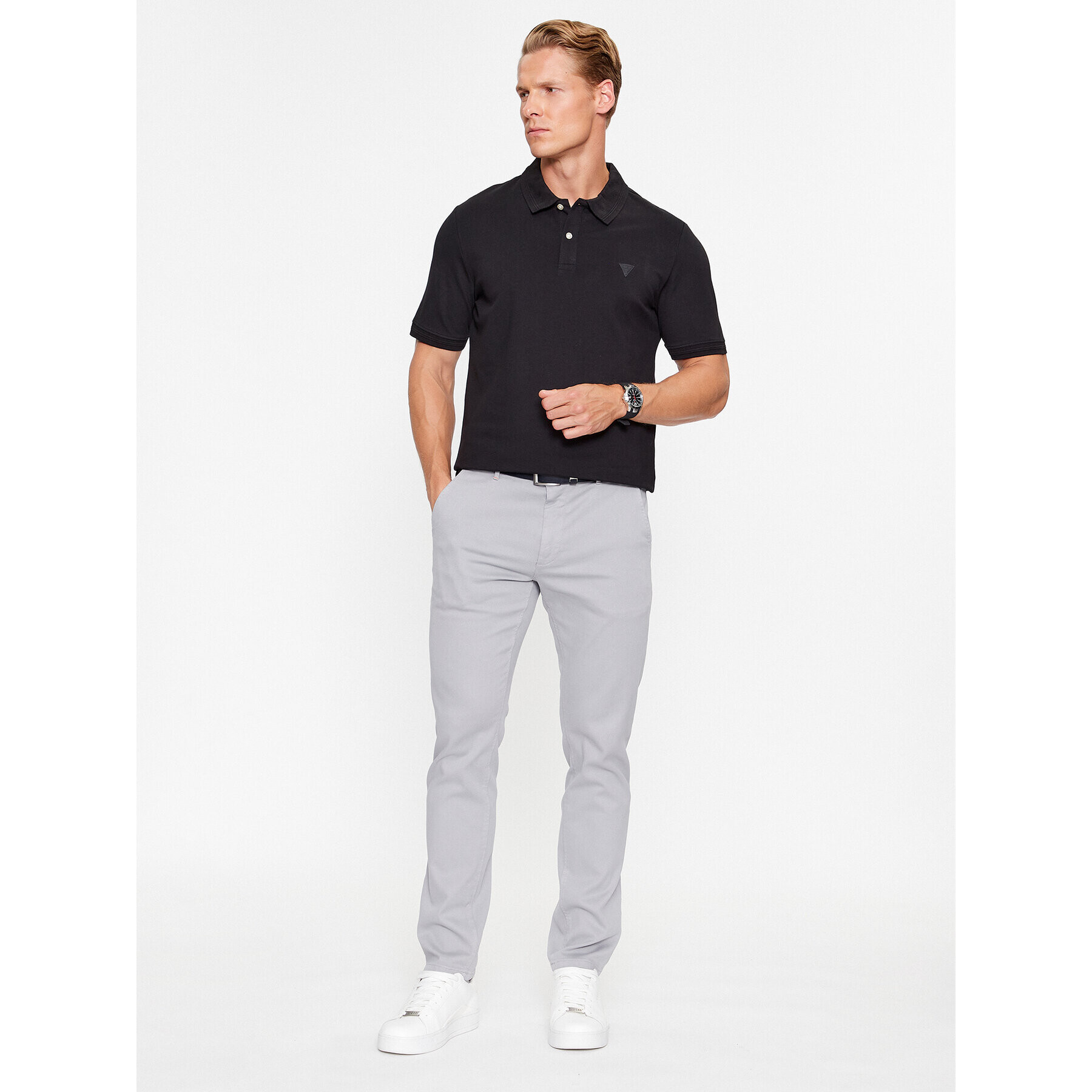 Guess Тениска с яка и копчета M3YP60 K7O64 Черен Slim Fit - Pepit.bg