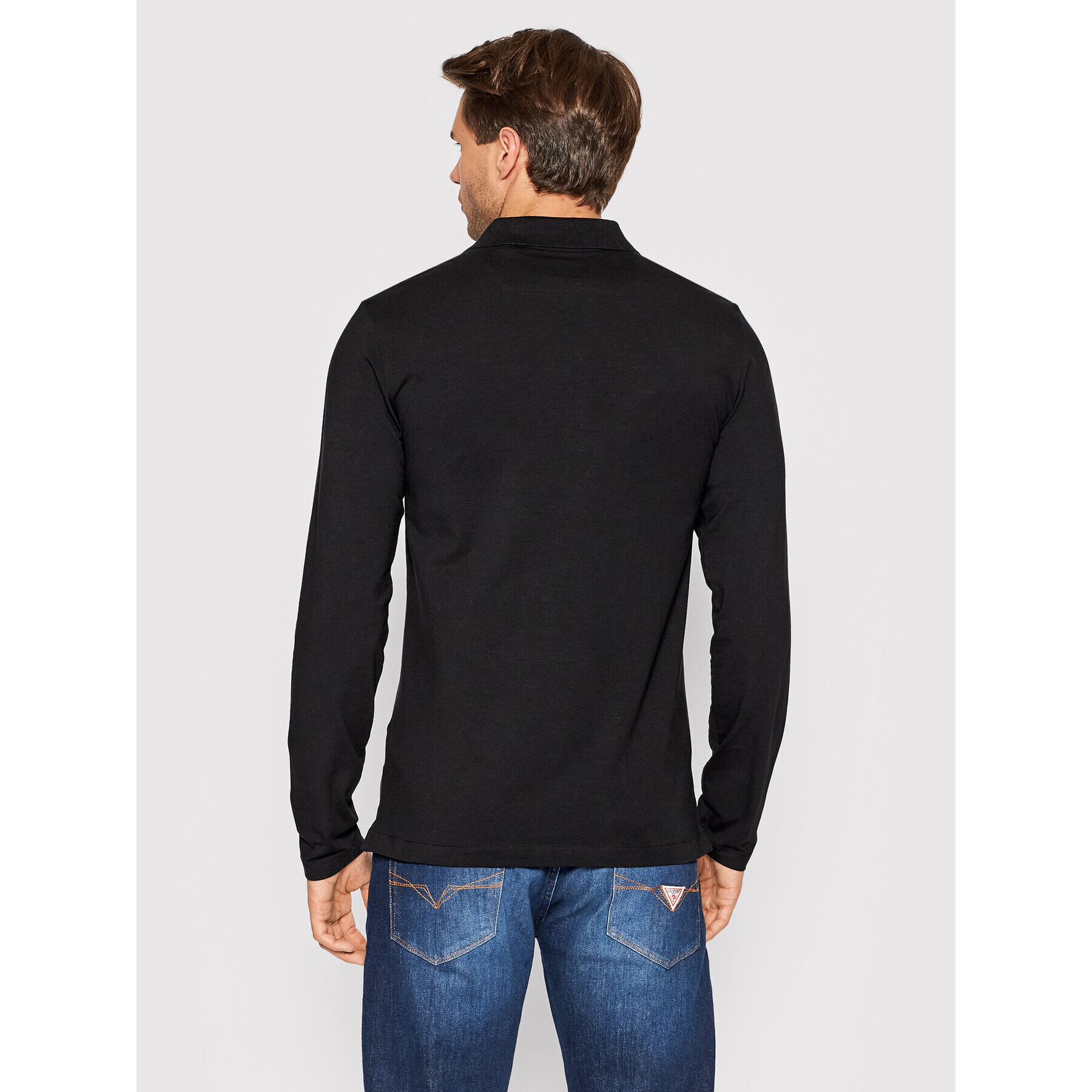 Guess Тениска с яка и копчета M2YP36 J1311 Черен Extra Slim Fit - Pepit.bg