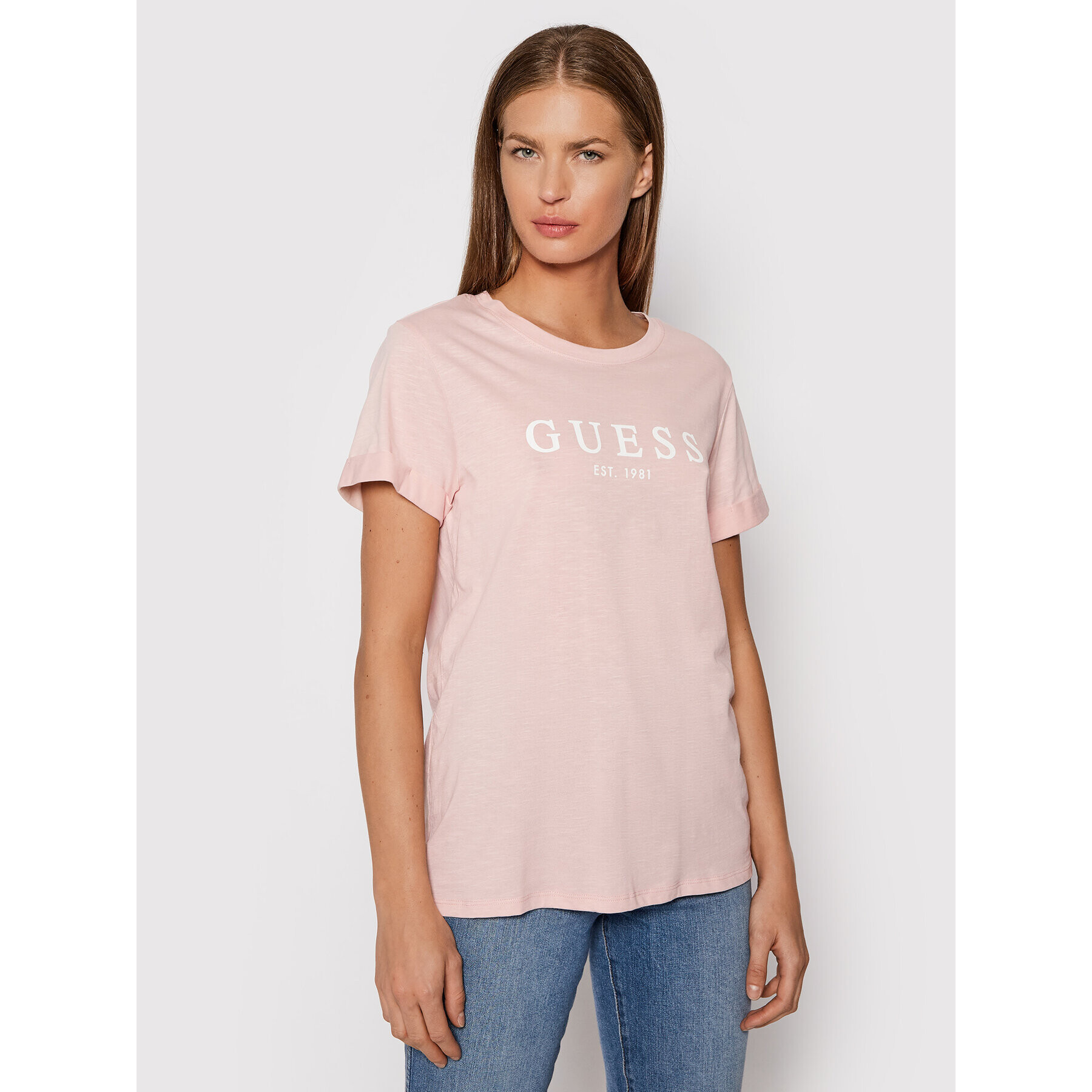 Guess Тишърт 1981 W0GI69 R8G01 Розов Regular Fit - Pepit.bg