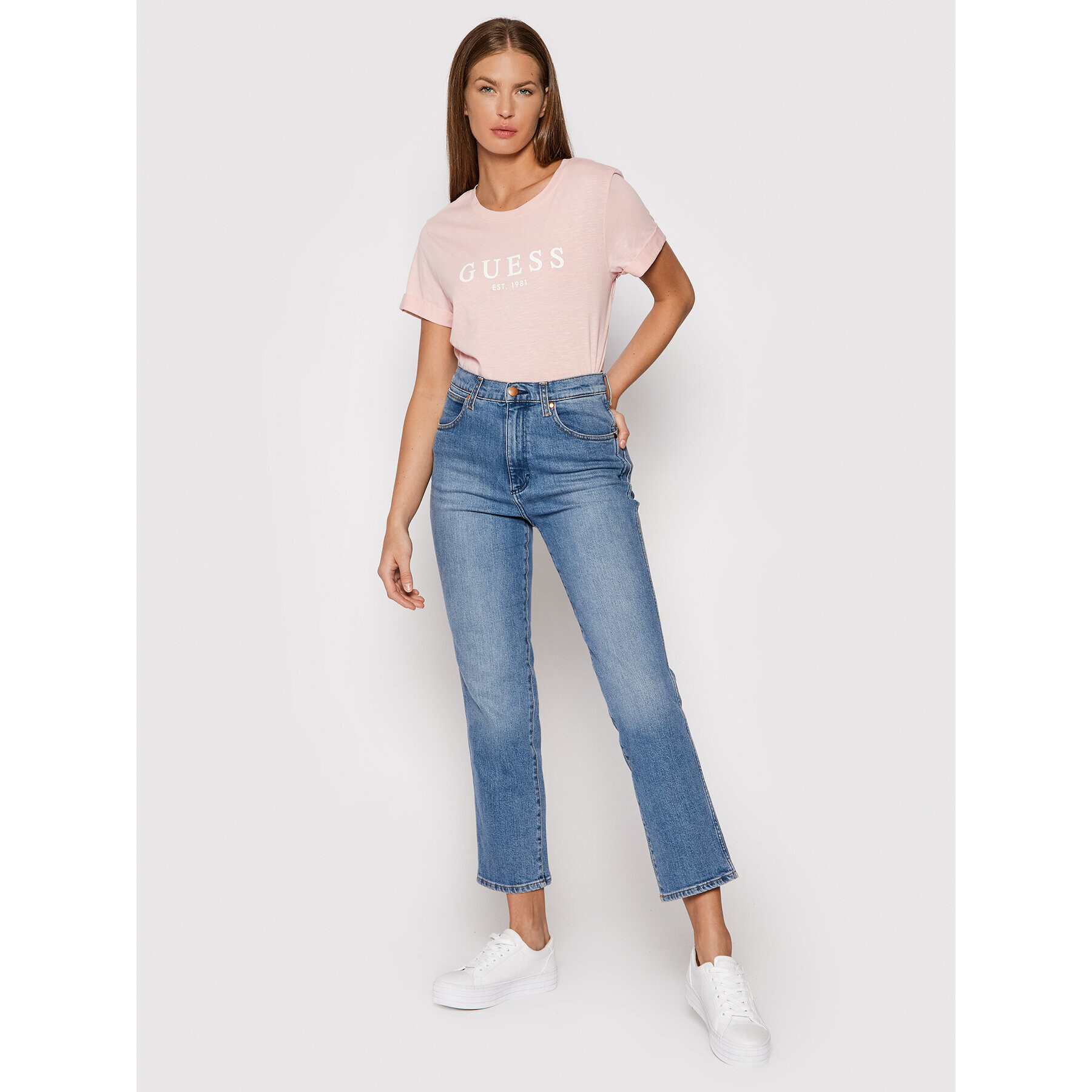 Guess Тишърт 1981 W0GI69 R8G01 Розов Regular Fit - Pepit.bg