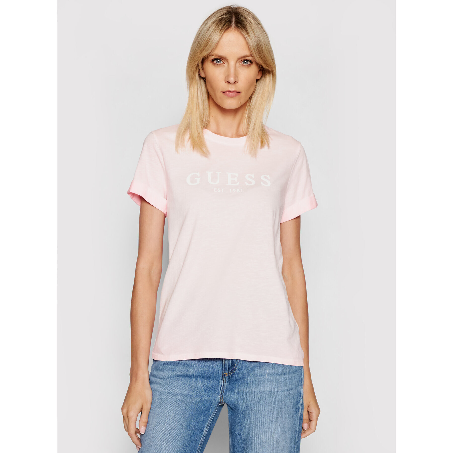 Guess Тишърт 1981 W0GI69 R8G01 Розов Regular Fit - Pepit.bg