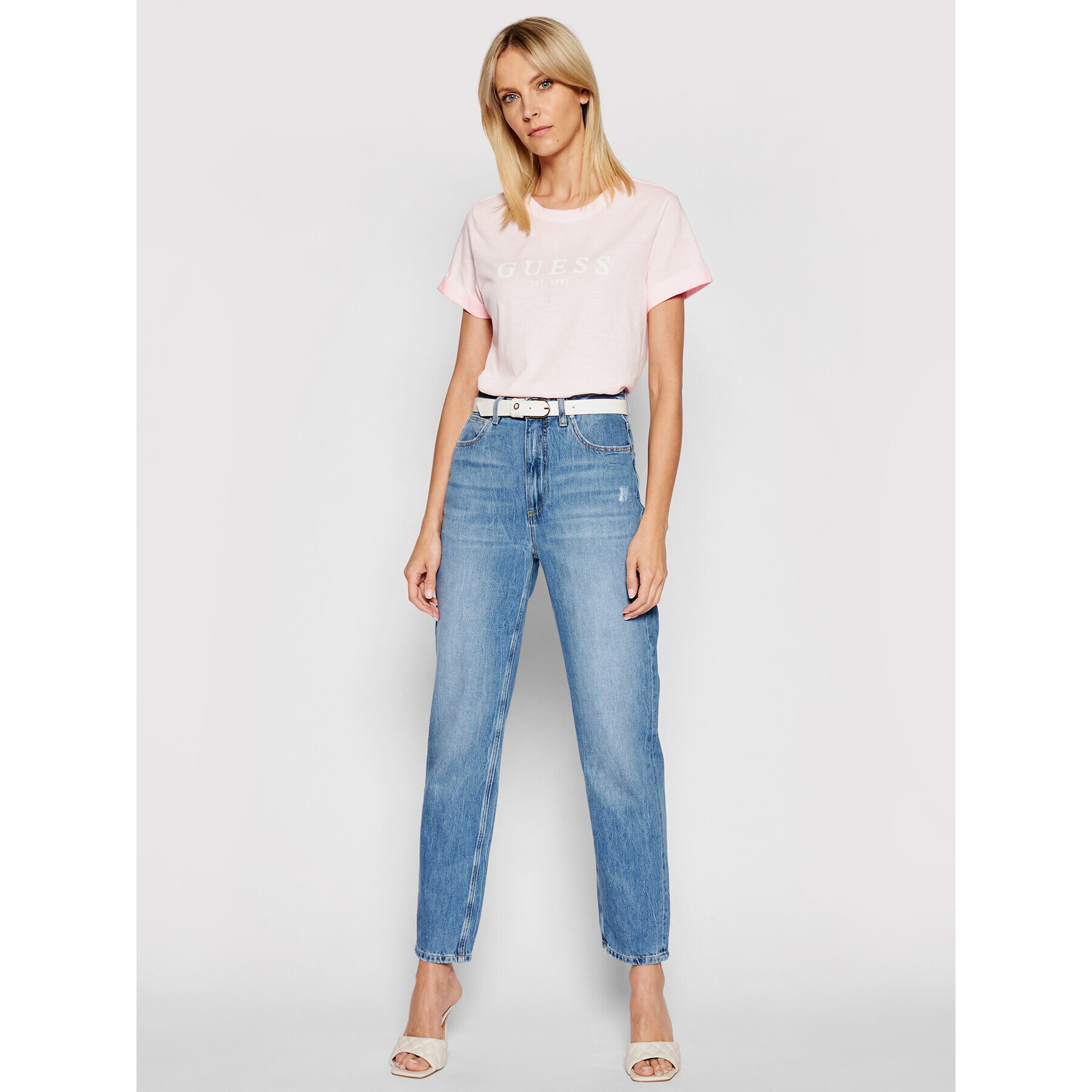 Guess Тишърт 1981 W0GI69 R8G01 Розов Regular Fit - Pepit.bg