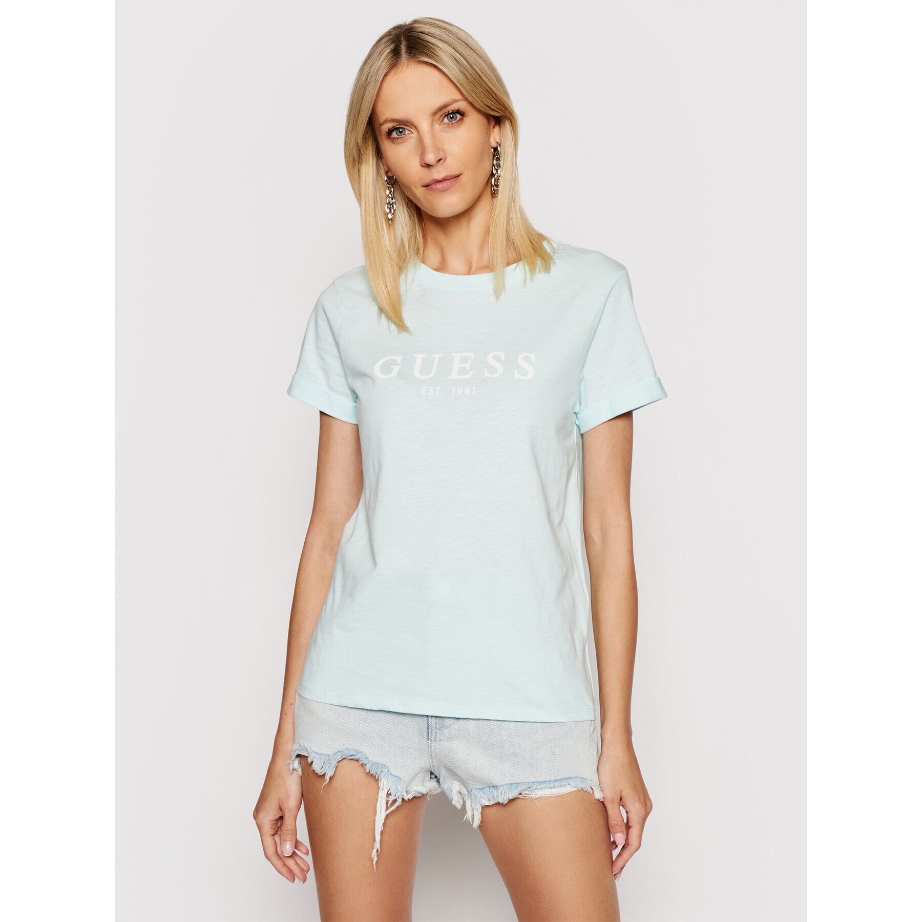 Guess Тишърт 1981 W0GI69 R8G01 Син Regular Fit - Pepit.bg