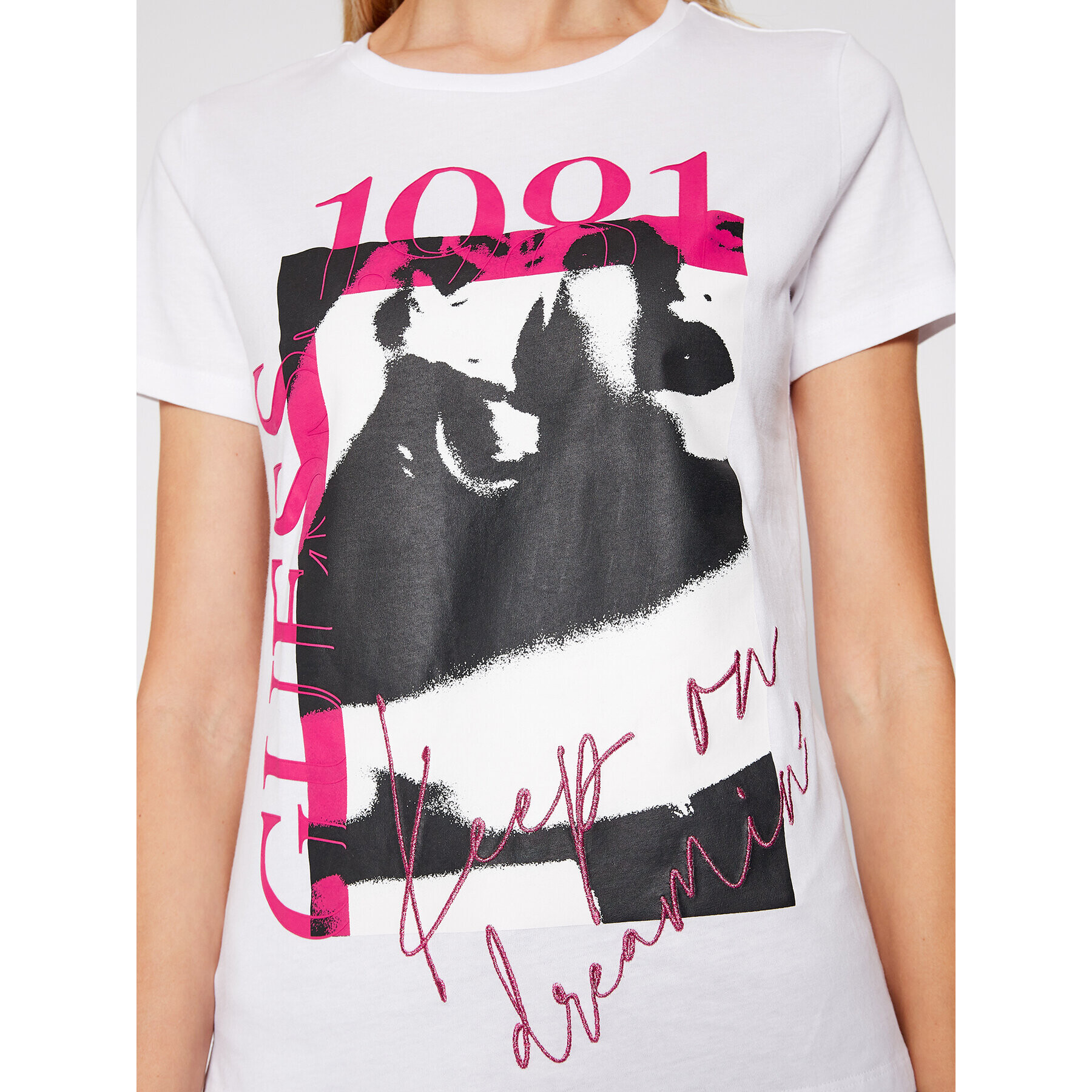 Guess Тишърт 1981 W1RI49 I3Z00 Бял Regular Fit - Pepit.bg